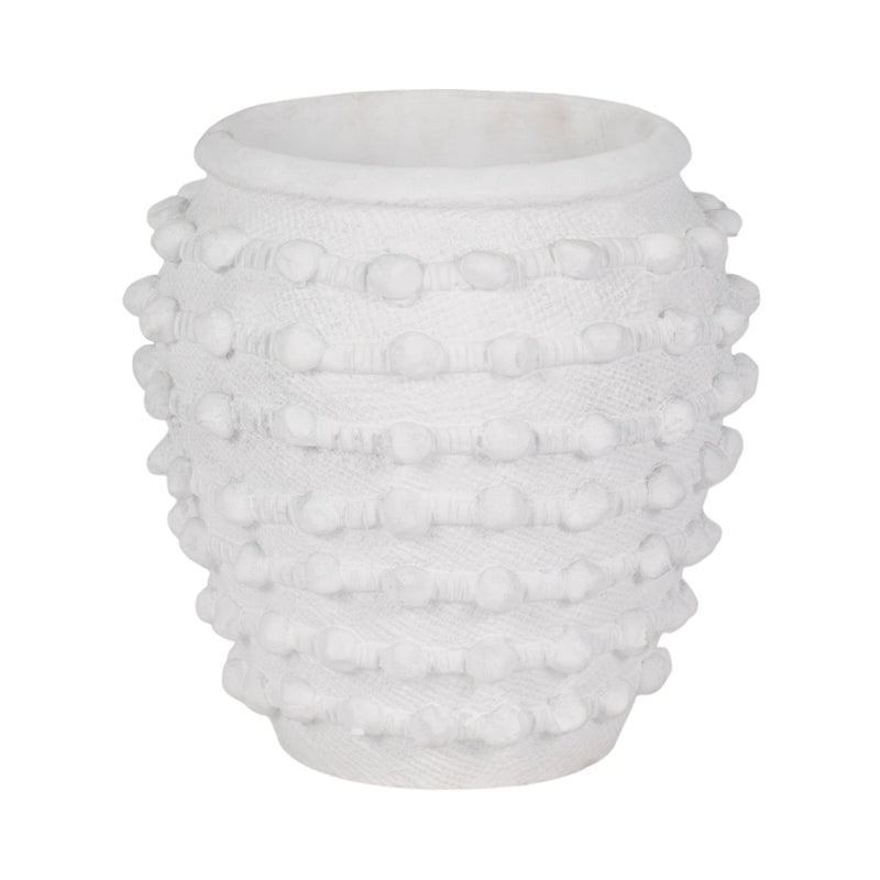 9" Woven Knot Planter, White - Al Rugaib Furniture