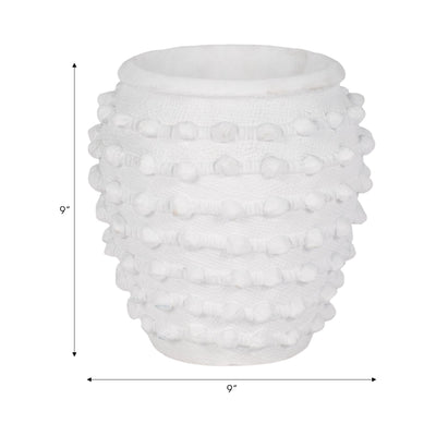 9" Woven Knot Planter, White - Al Rugaib Furniture