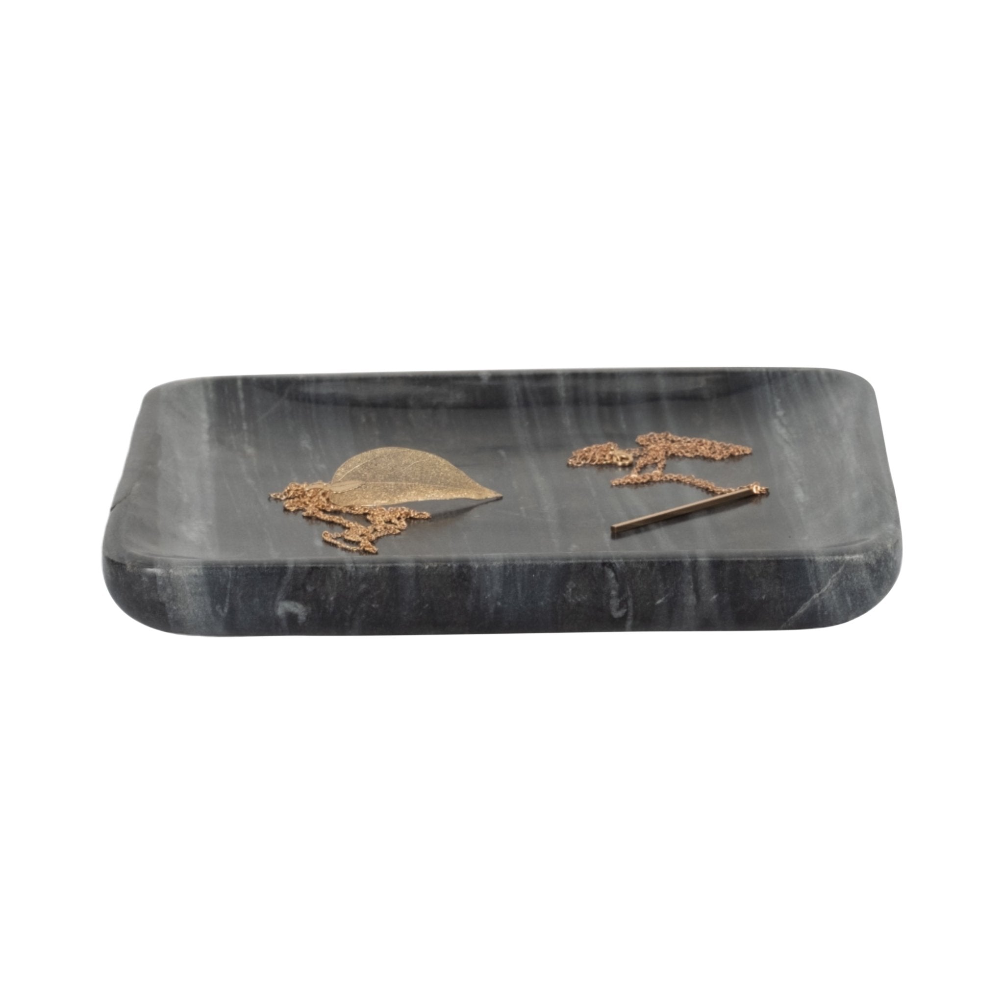 9" ZARRA GREY MARBLE TRINKET TRAY Table Decors| Sagebrook Home