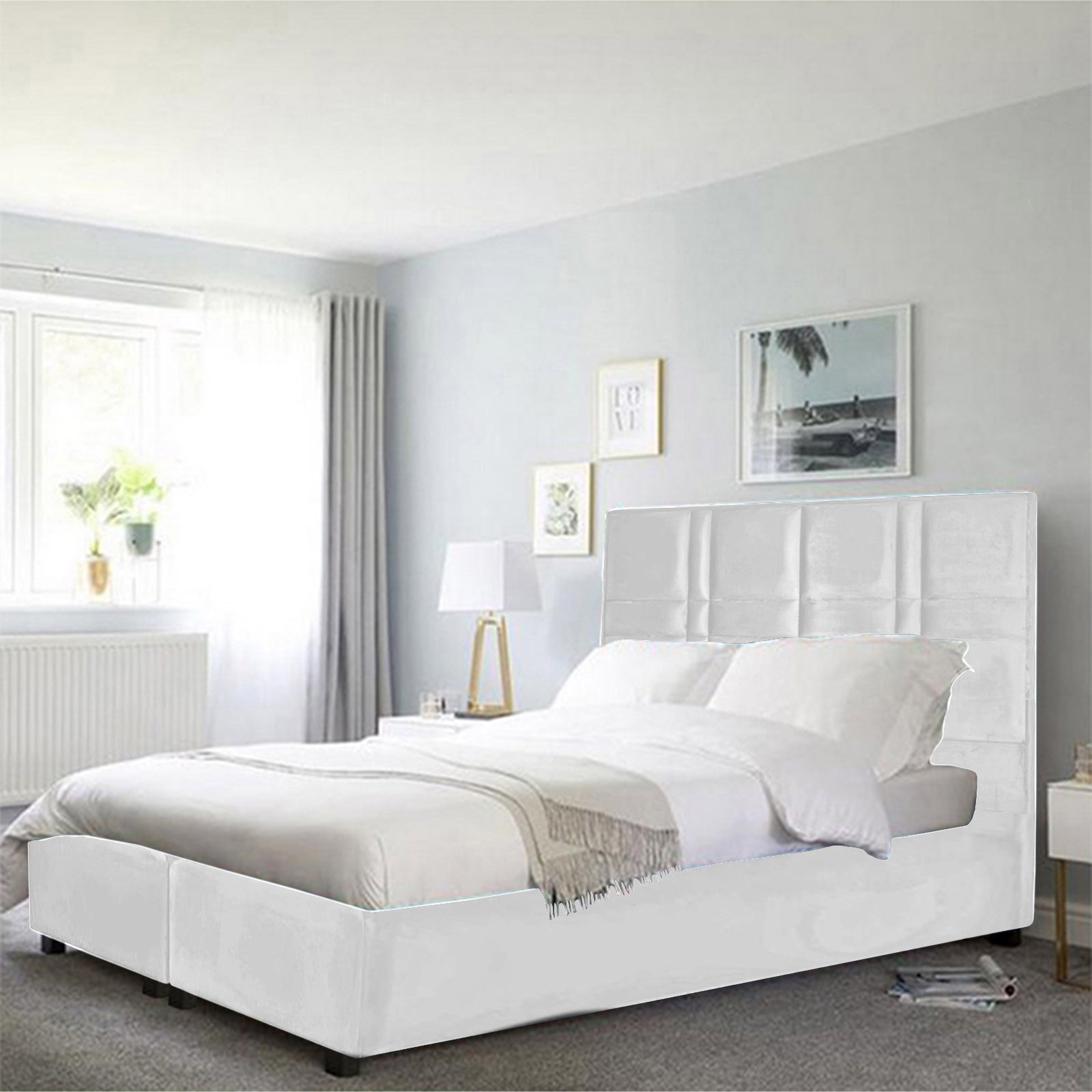 In House | Janawa Bed Frame Velvet White 200x160