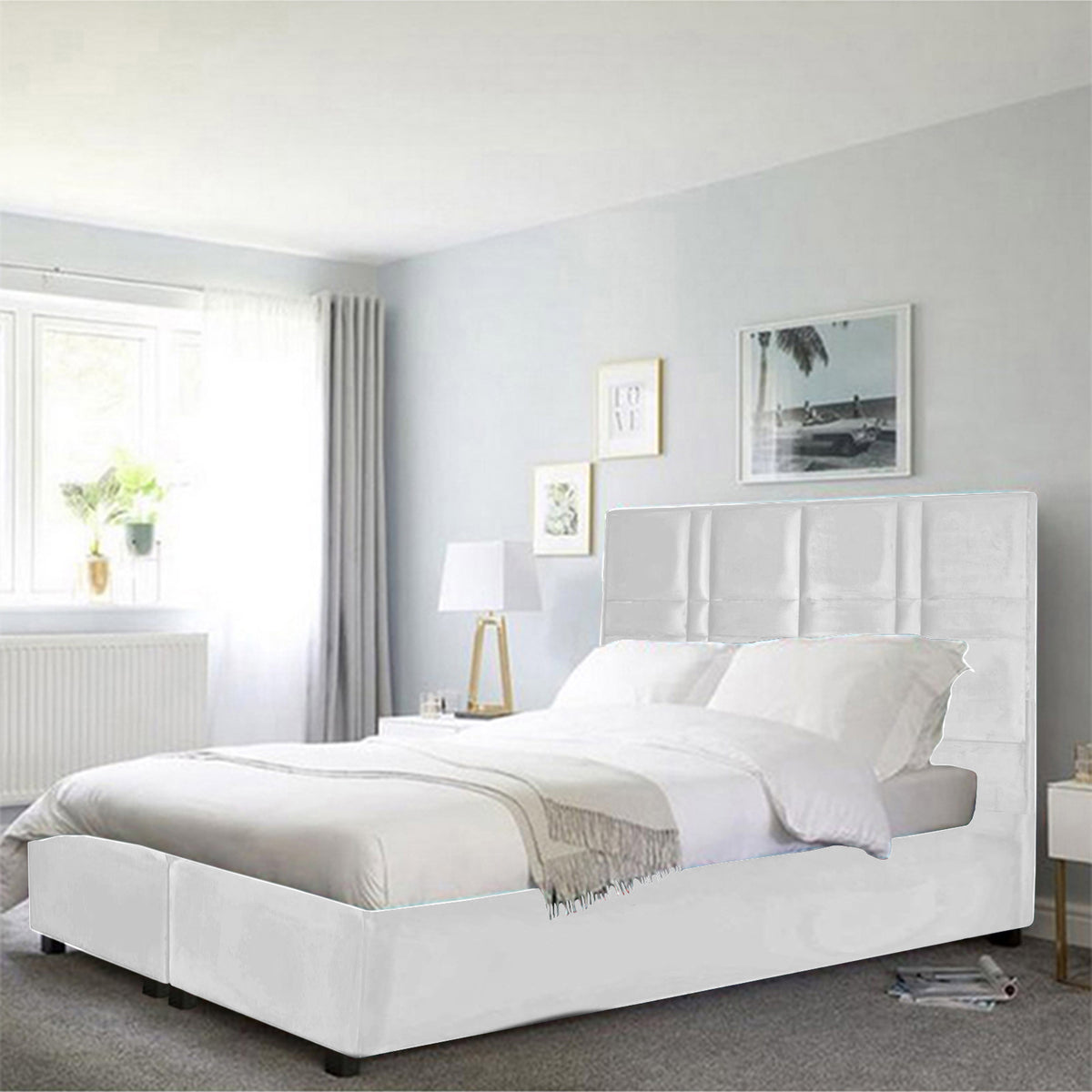 In House | Napoli Bed Frame Velvet White 200x140