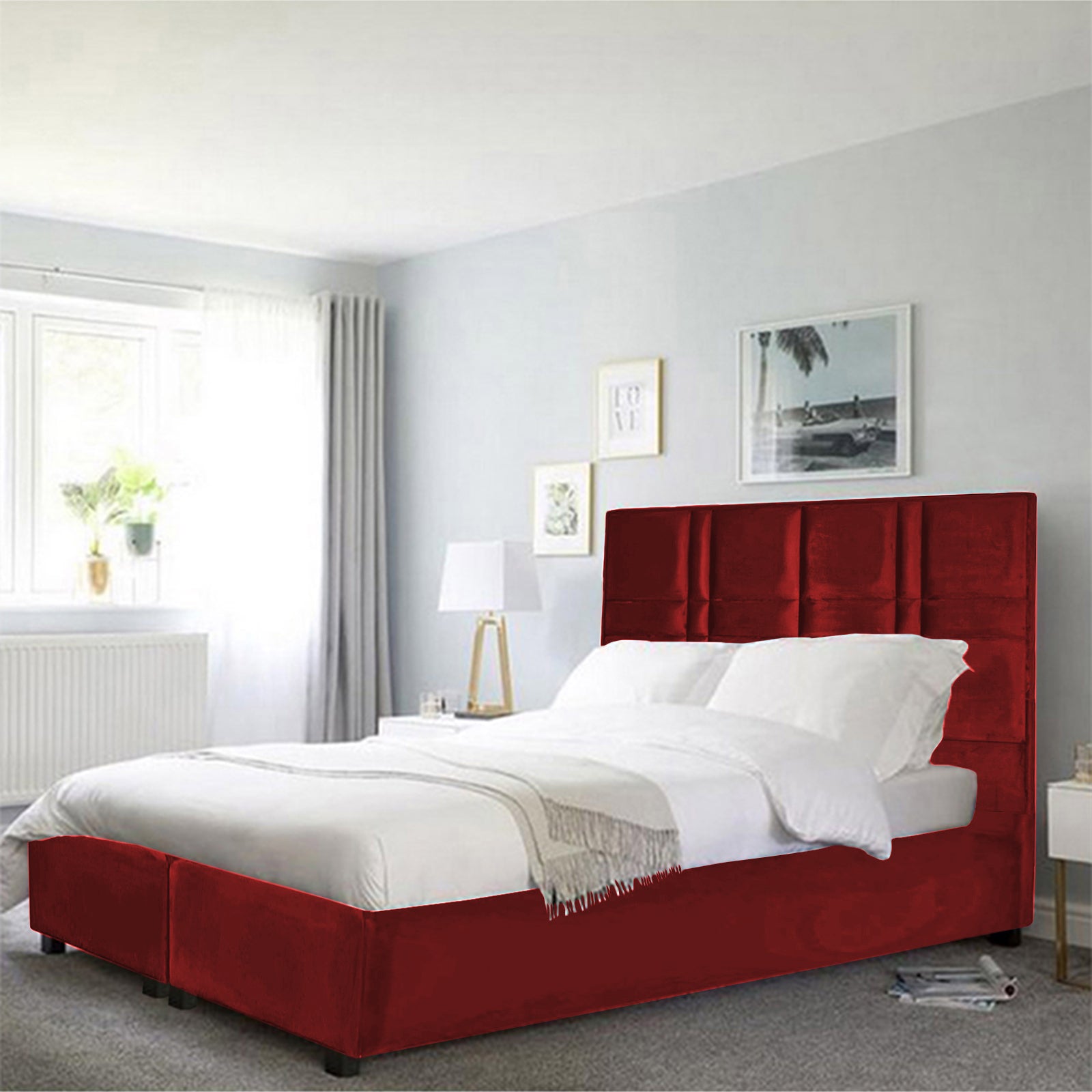 In House | Janawa Bed Frame Velvet Burgundy 200x180