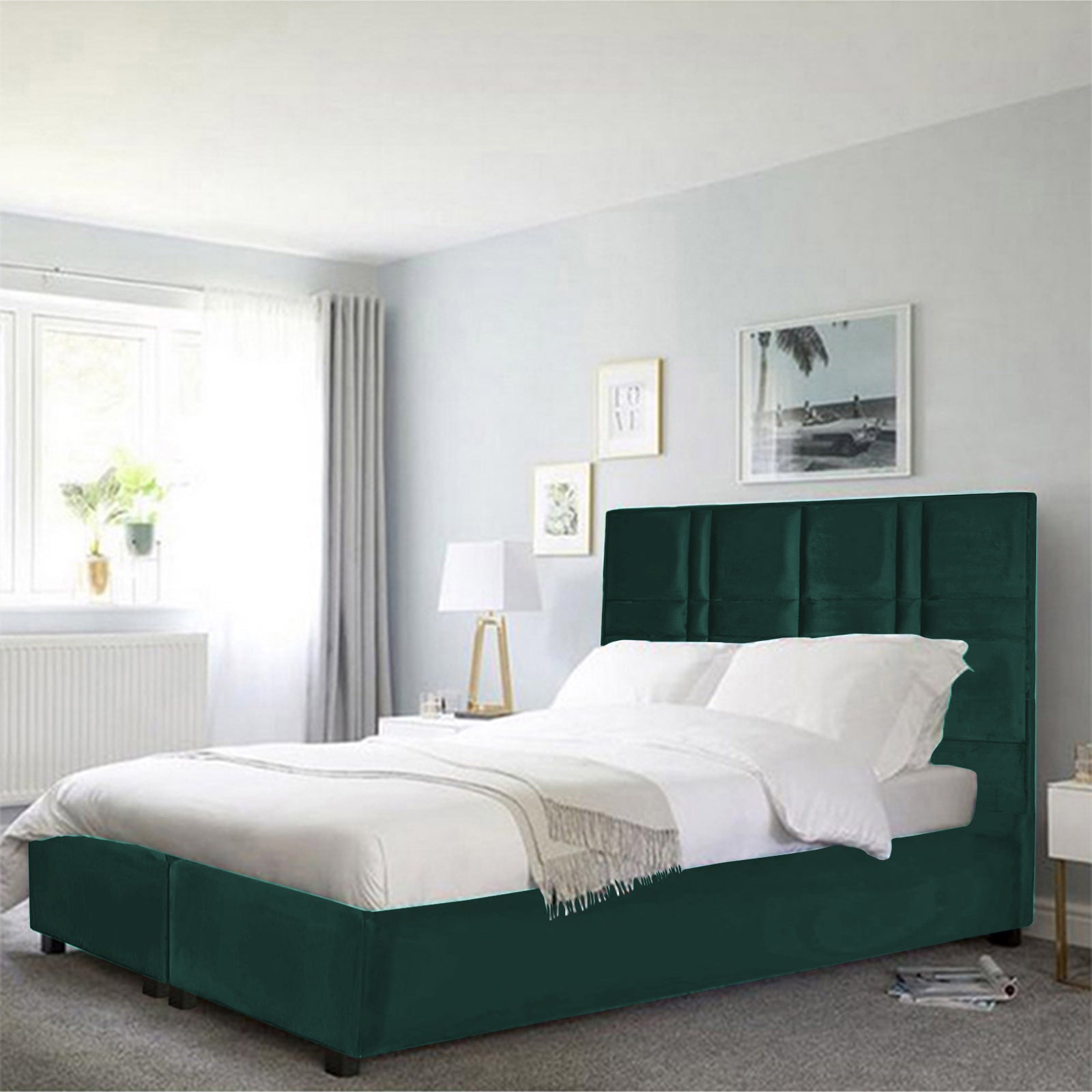 In House | Janawa Bed Frame Velvet Dark Green 200x180