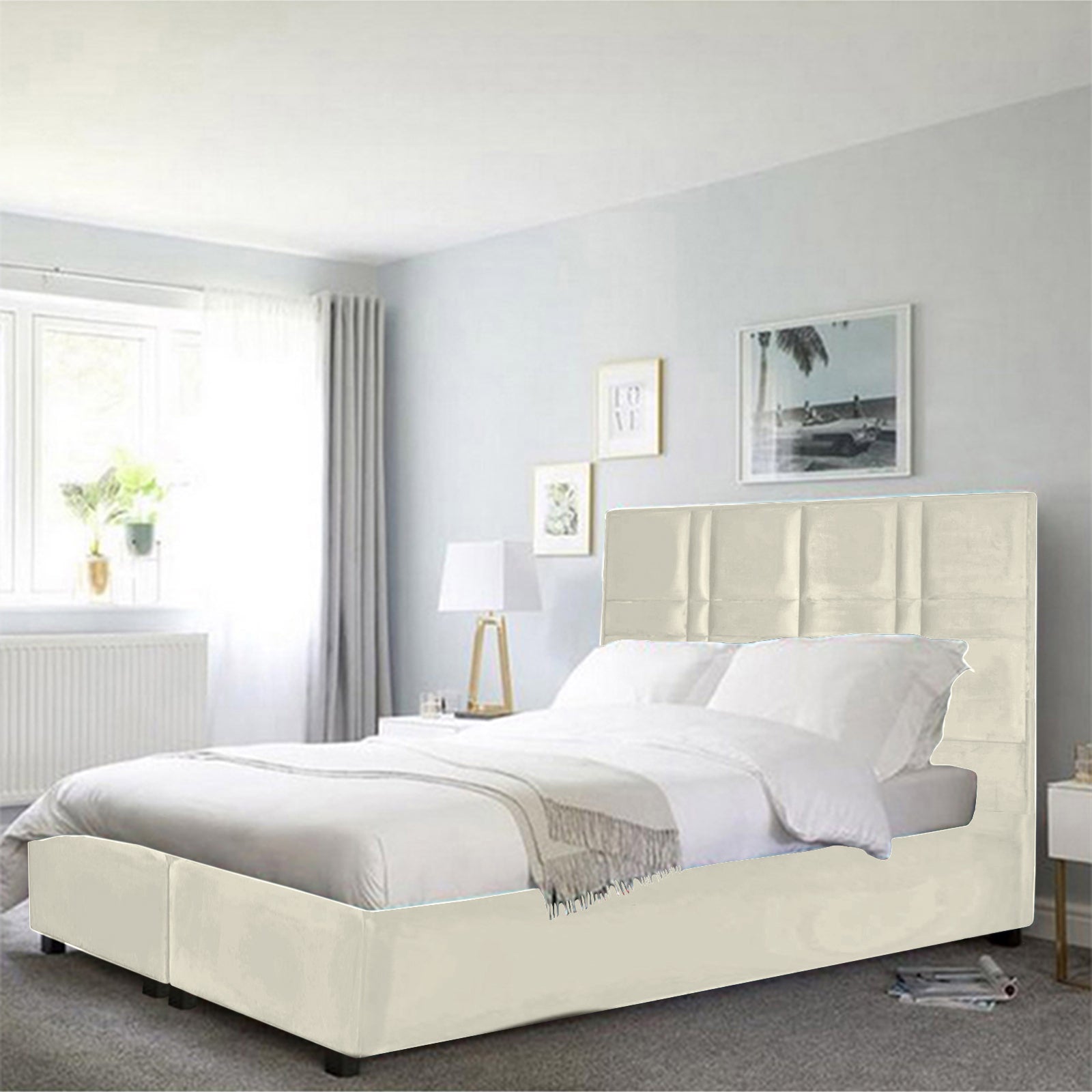 In House | Janawa Bed Frame Velvet Ivory 200x150