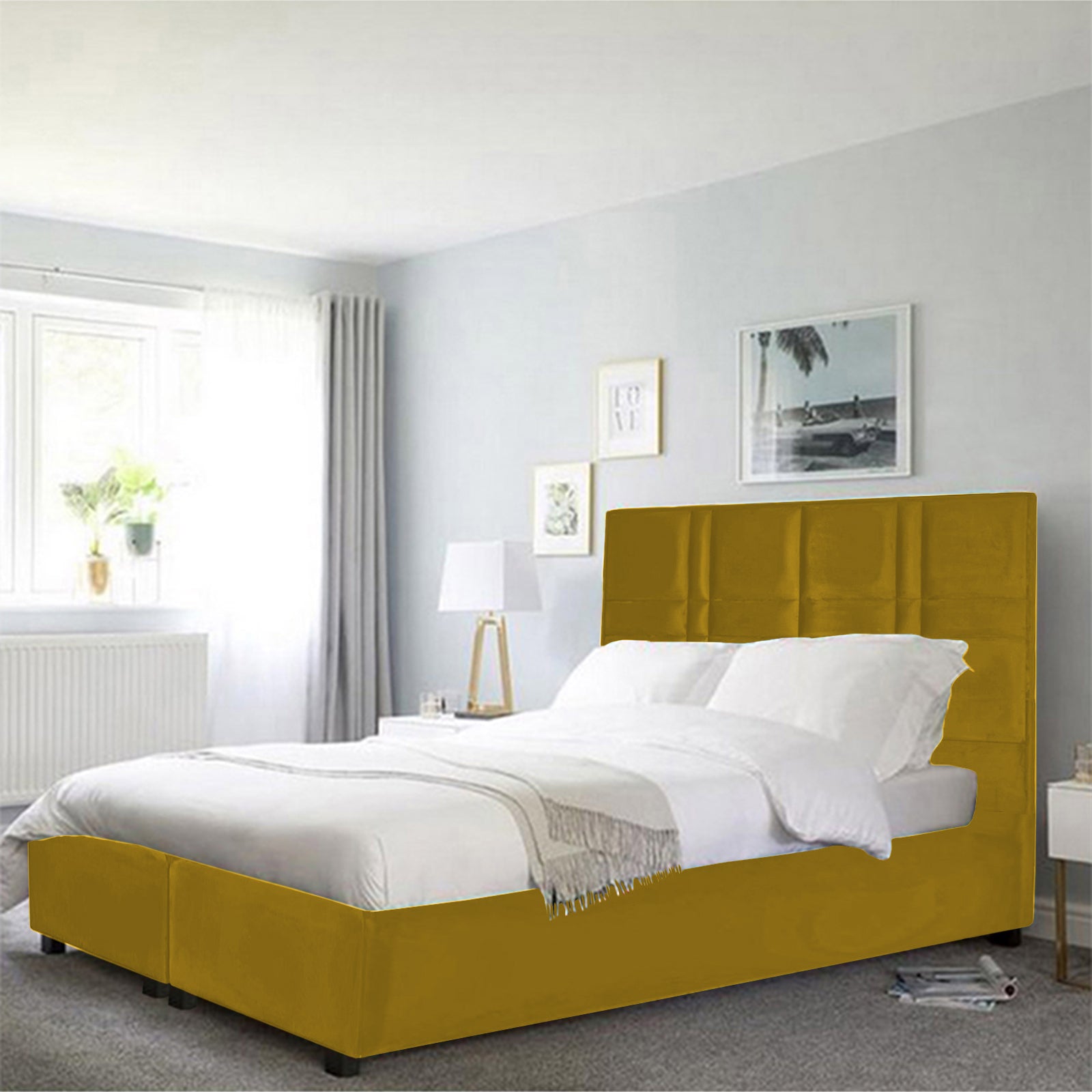 In House | Janawa Bed Frame Velvet Gold 200x160
