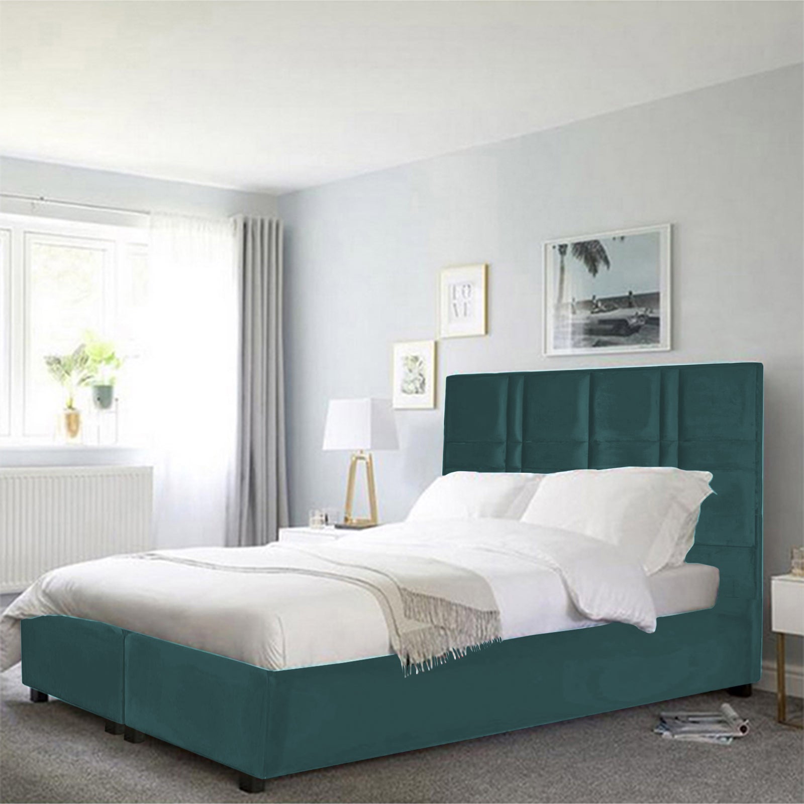 In House | Janawa Bed Frame Velvet Turquoise 200x180