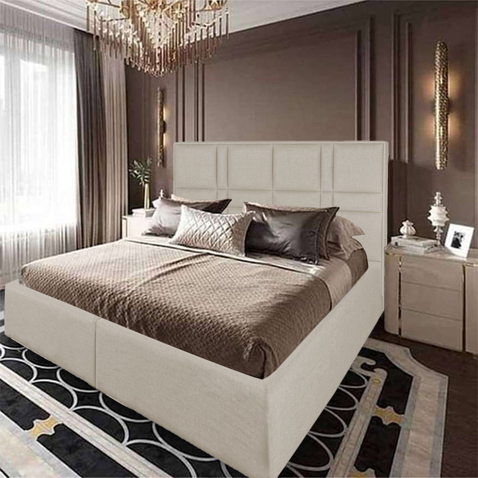 In House | Napoli Bed Frame Velvet Light Beige 200x100