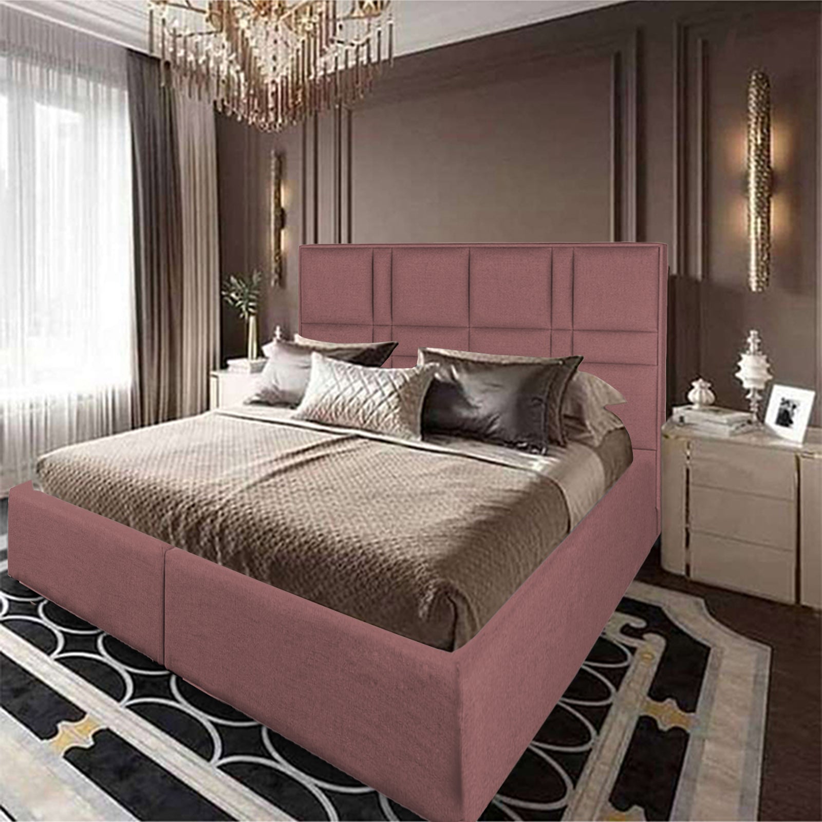 In House | Janawa Bed Frame Velvet Dark Pink 200x140