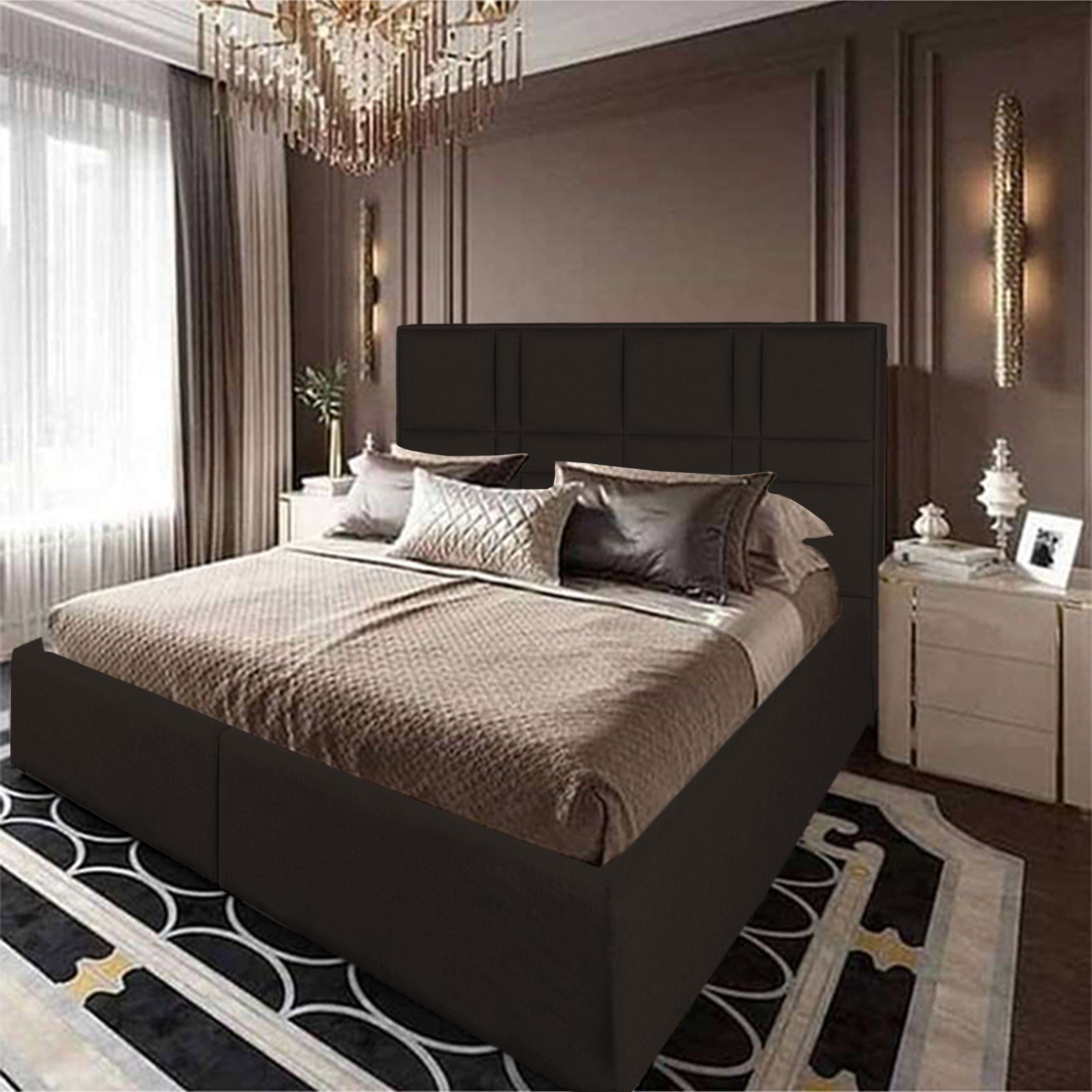 In House | Martos Bed Frame Velvet Dark Brown