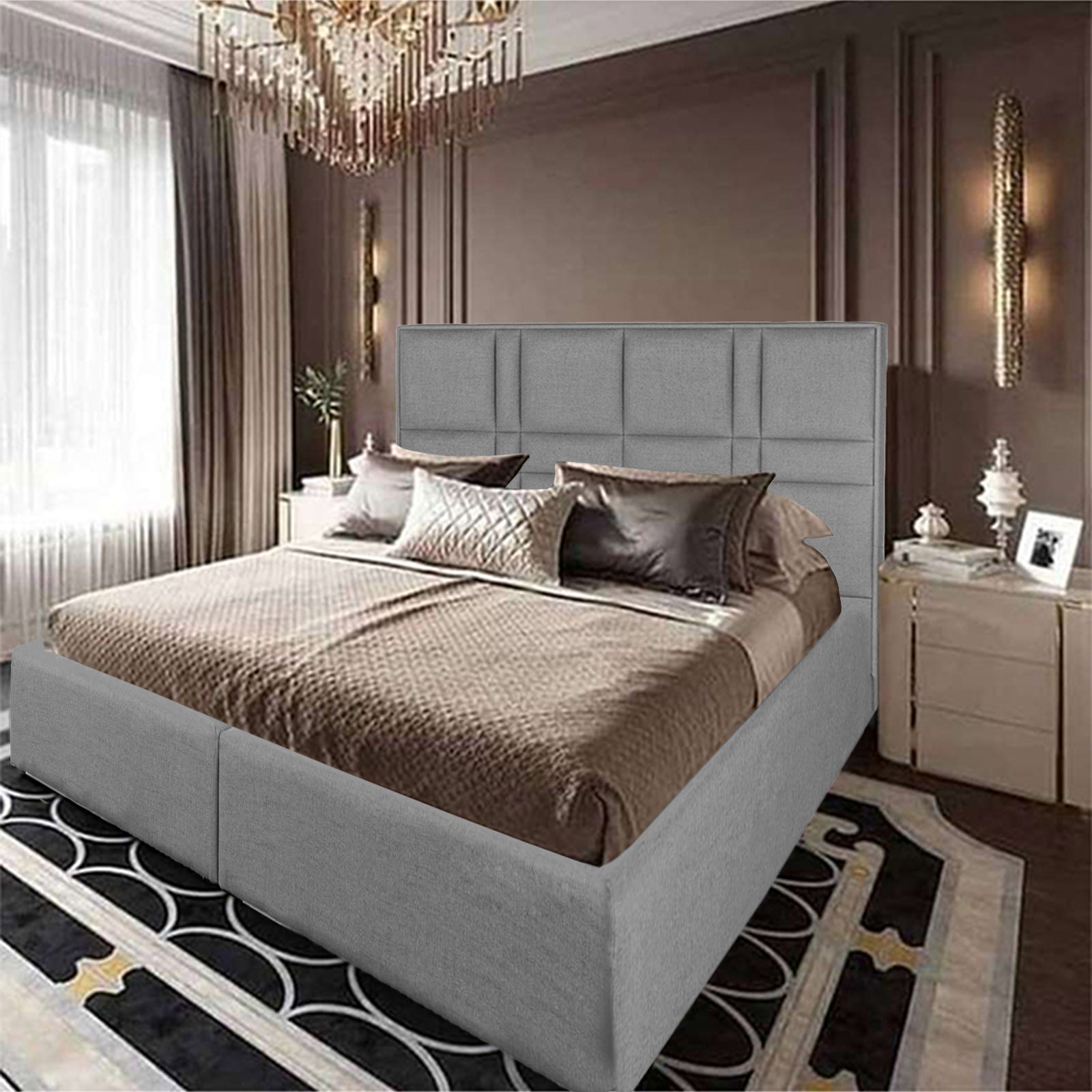 In House | Napoli Bed Frame Velvet Light Grey 200x100