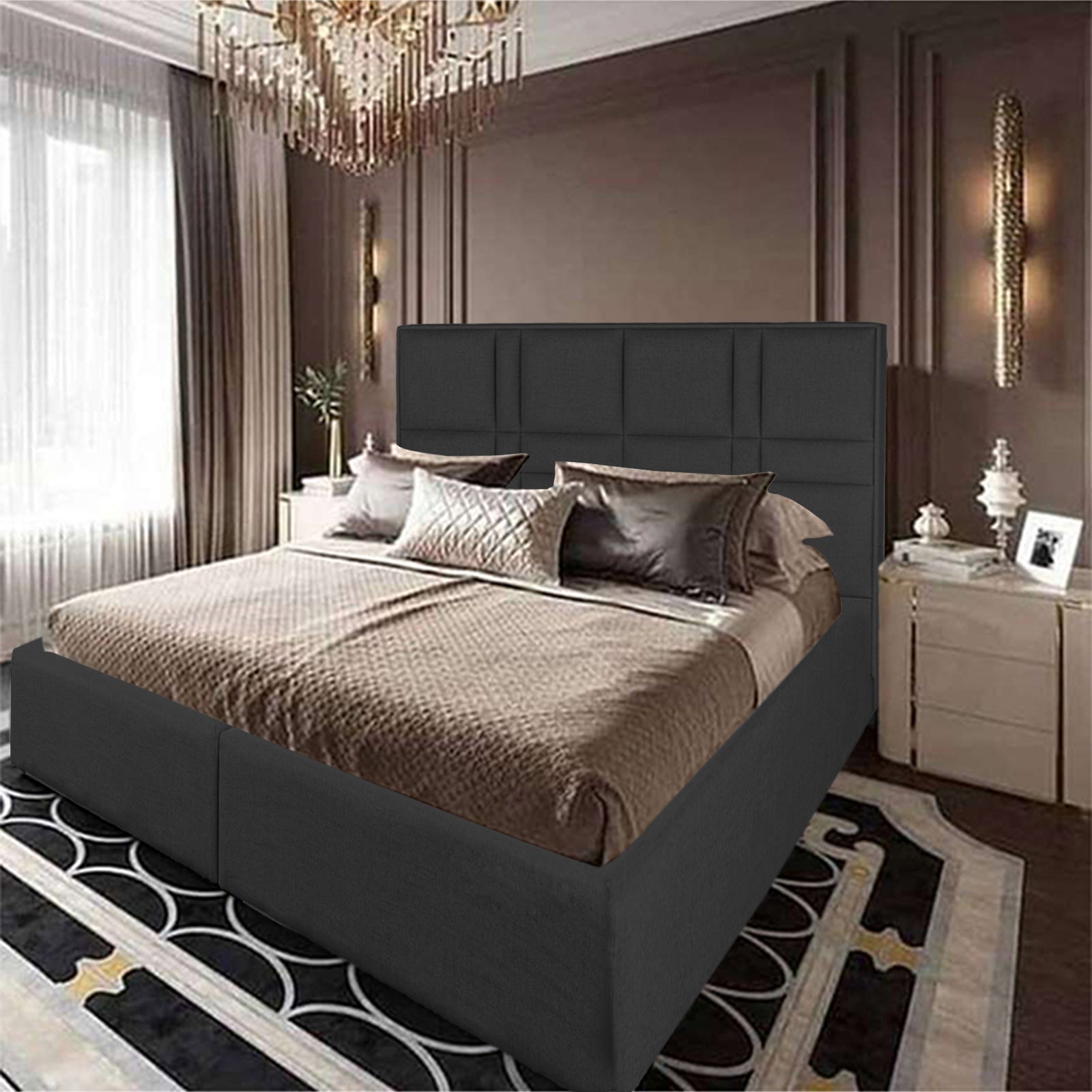 In House | Janawa Bed Frame Velvet Dark Grey 200x140