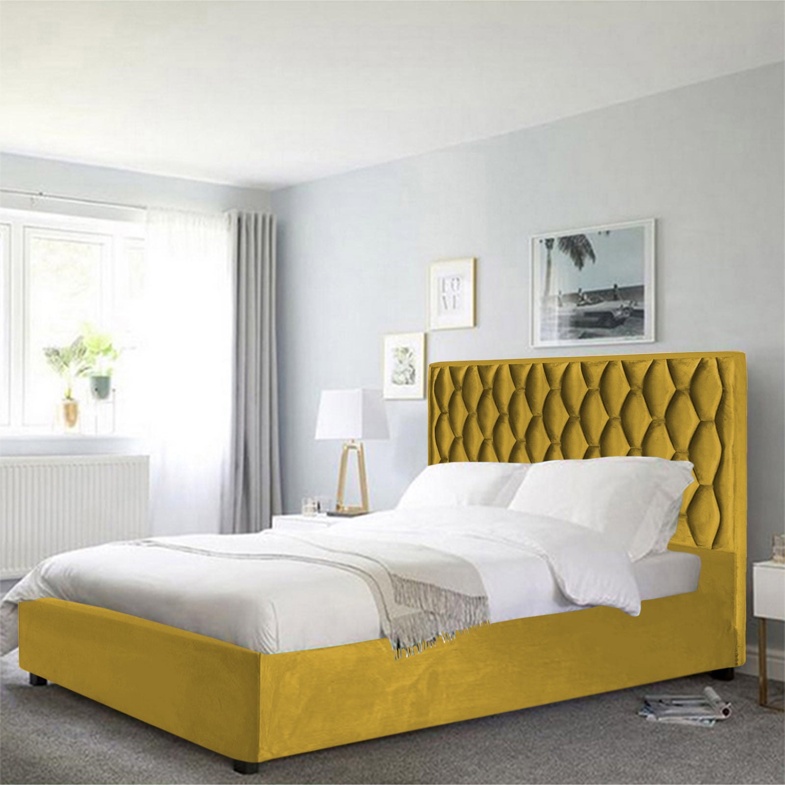 In House | Alex Bed Frame Velvet Gold 200x100