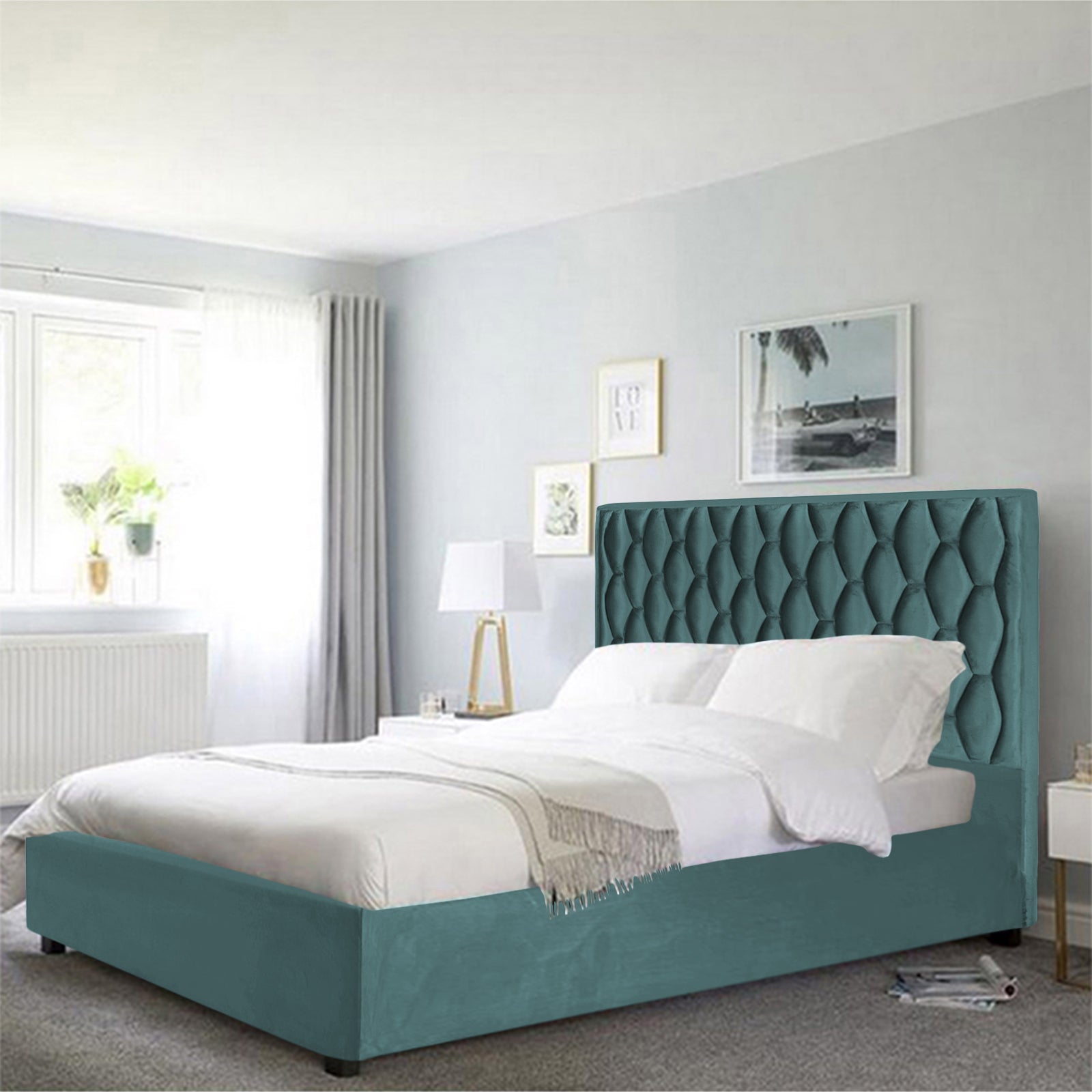 In House | Alex Bed Frame Velvet Turquoise 200x90