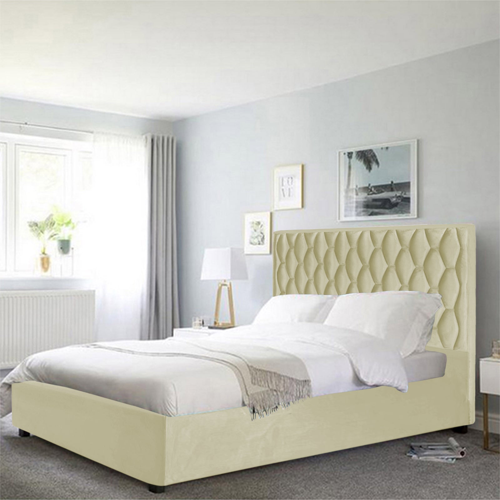 In House | Alex Bed Frame Velvet Beige 200x150