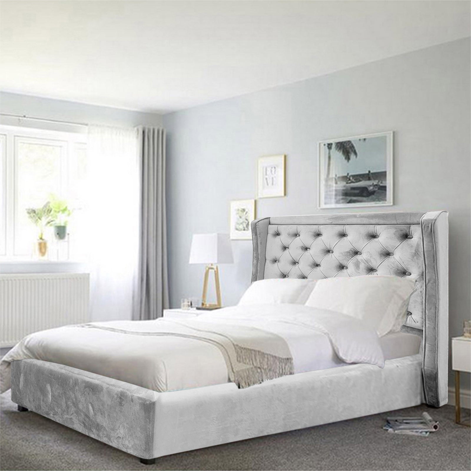 In House | Taj Mahal Bed Frame Velvet White 200x90