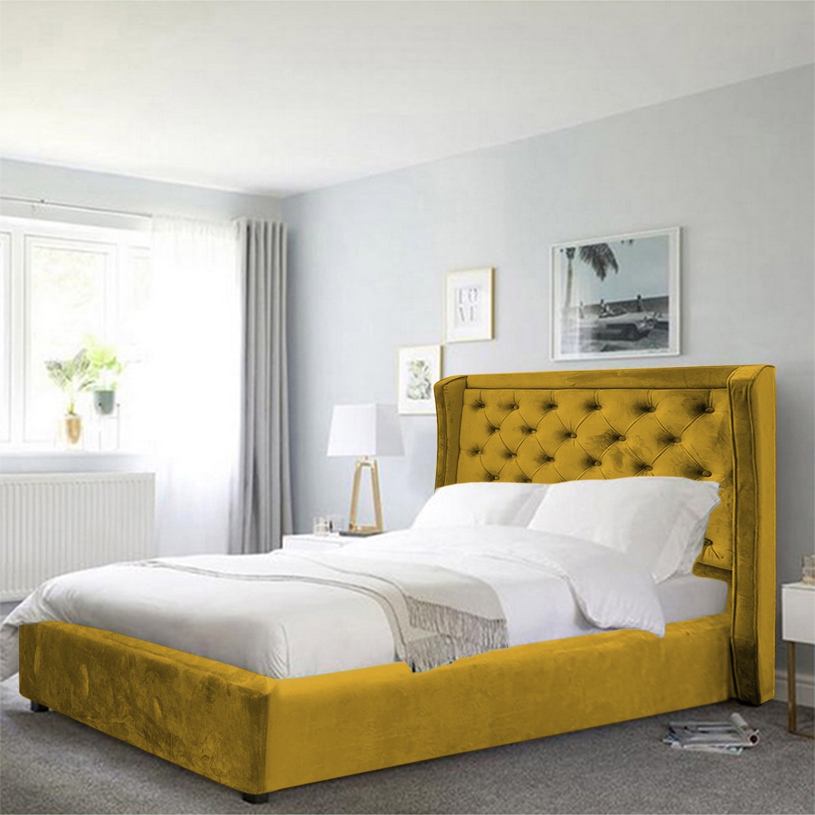 In House | Taj Mahal Bed Frame Velvet Gold 200x140