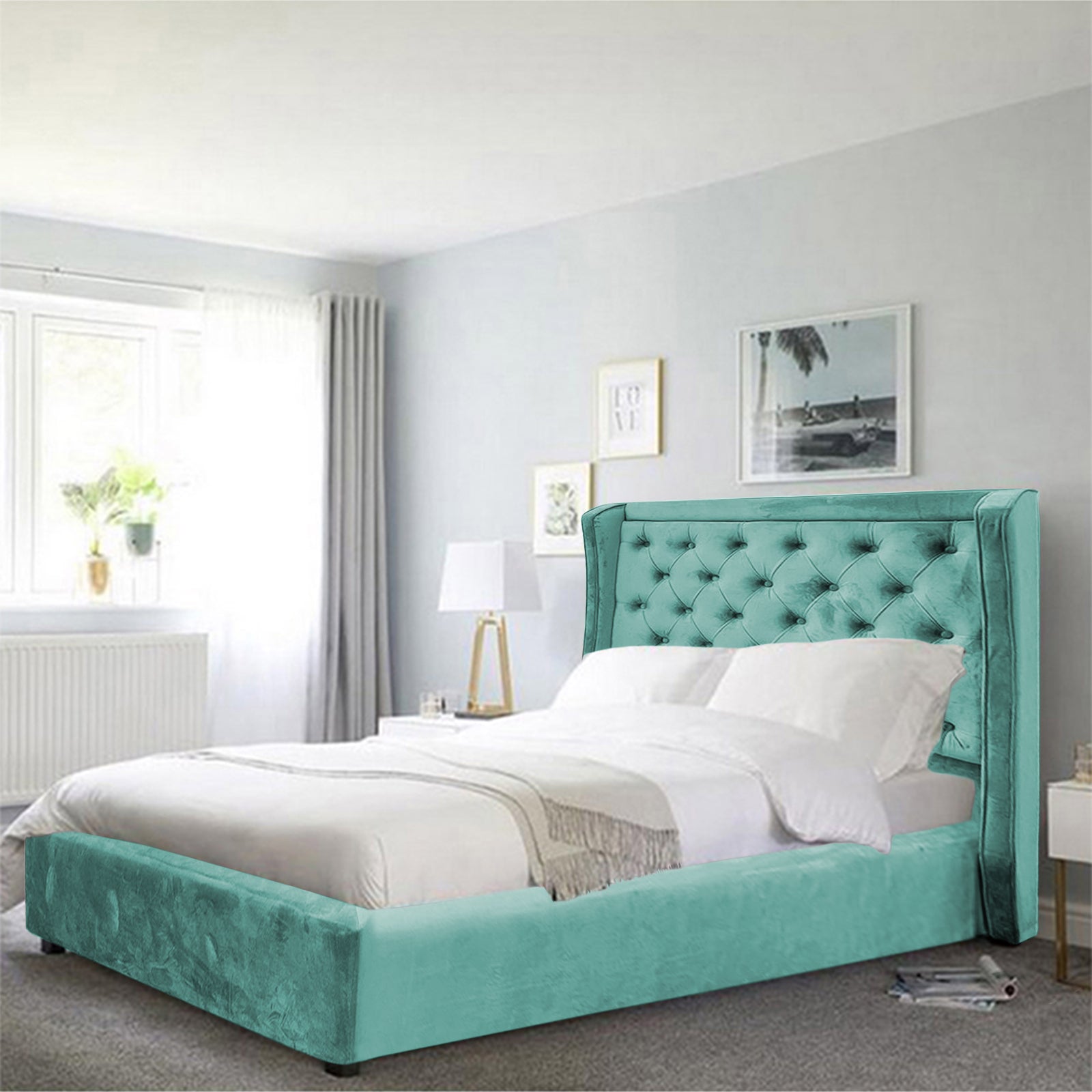 In House | Taj Mahal Bed Frame Velvet Turquoise 200x140