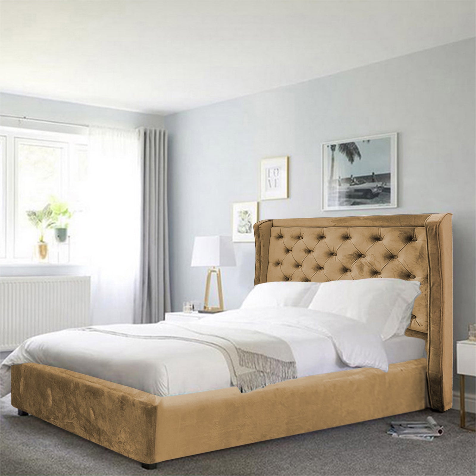 In House | Victoria Bed Frame Velvet Beige 200x180