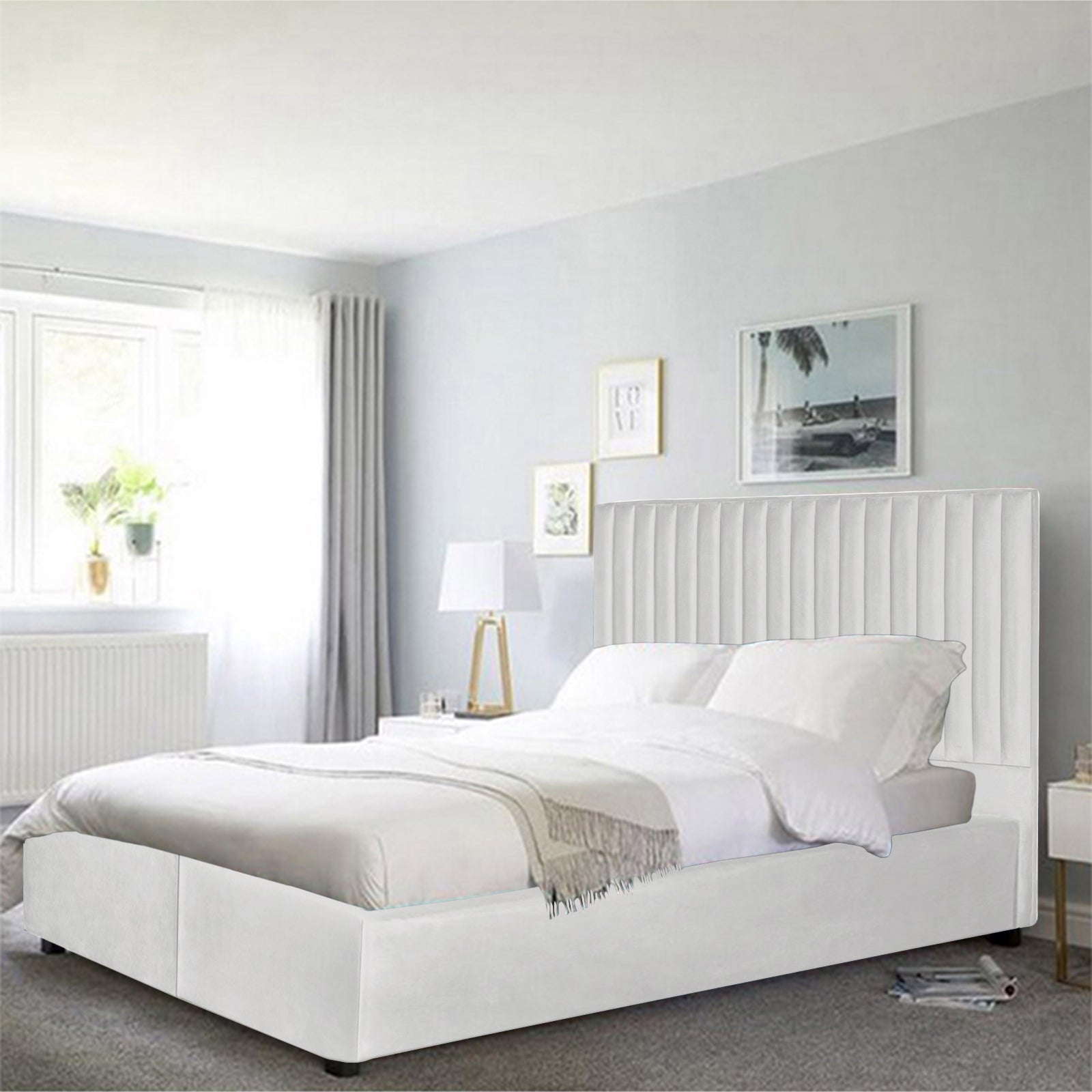 In House | Victoria Bed Frame Velvet White 200x150
