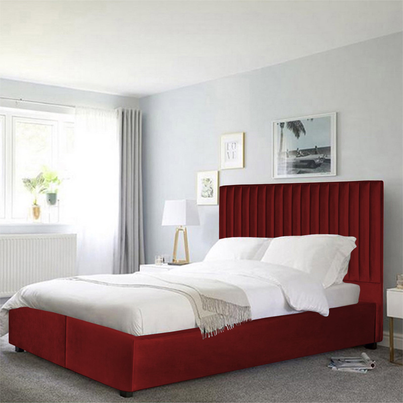 In House | Victoria Bed Frame Velvet Burgundy 200x150