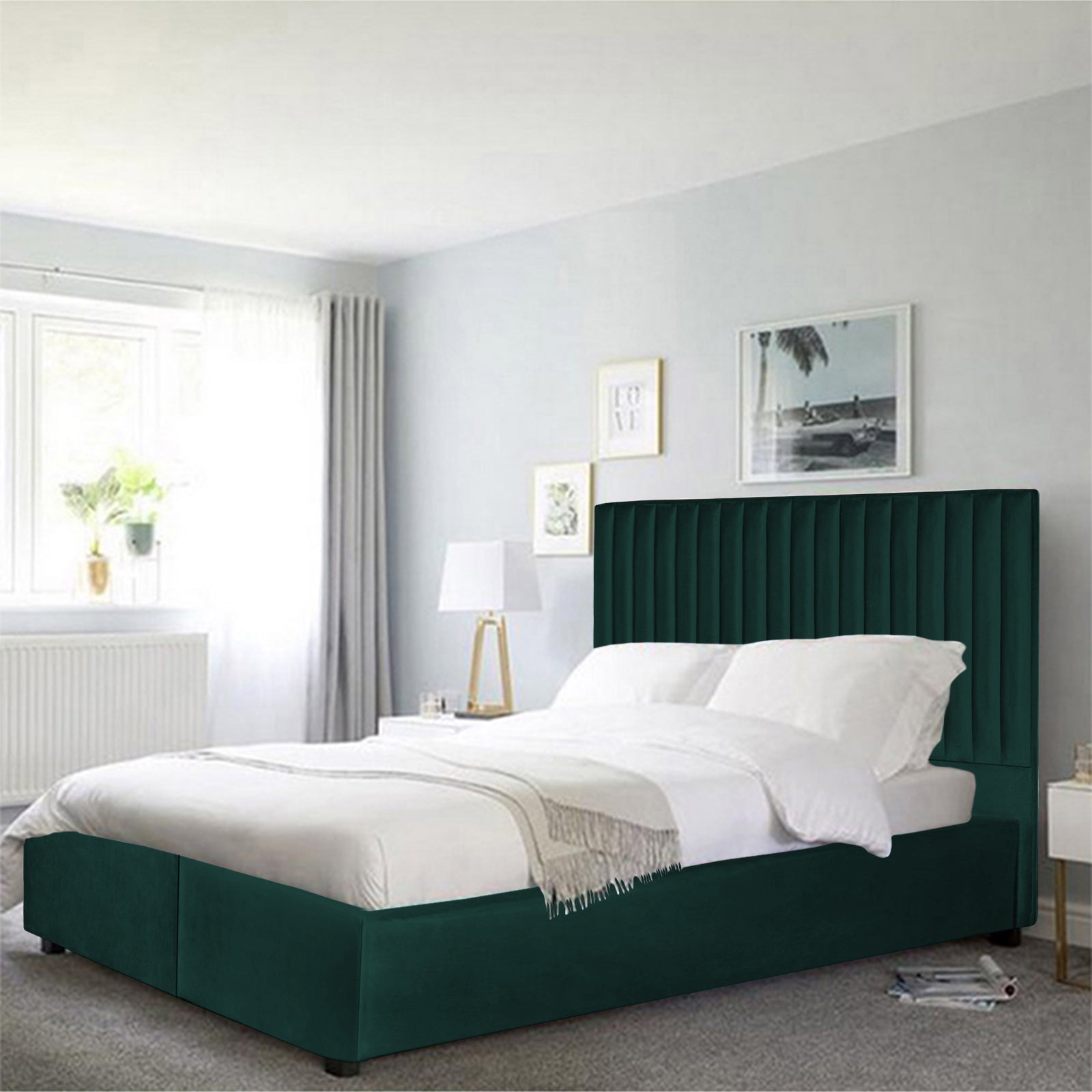 In House | Victoria Bed Frame Velvet Dark Green 200x150