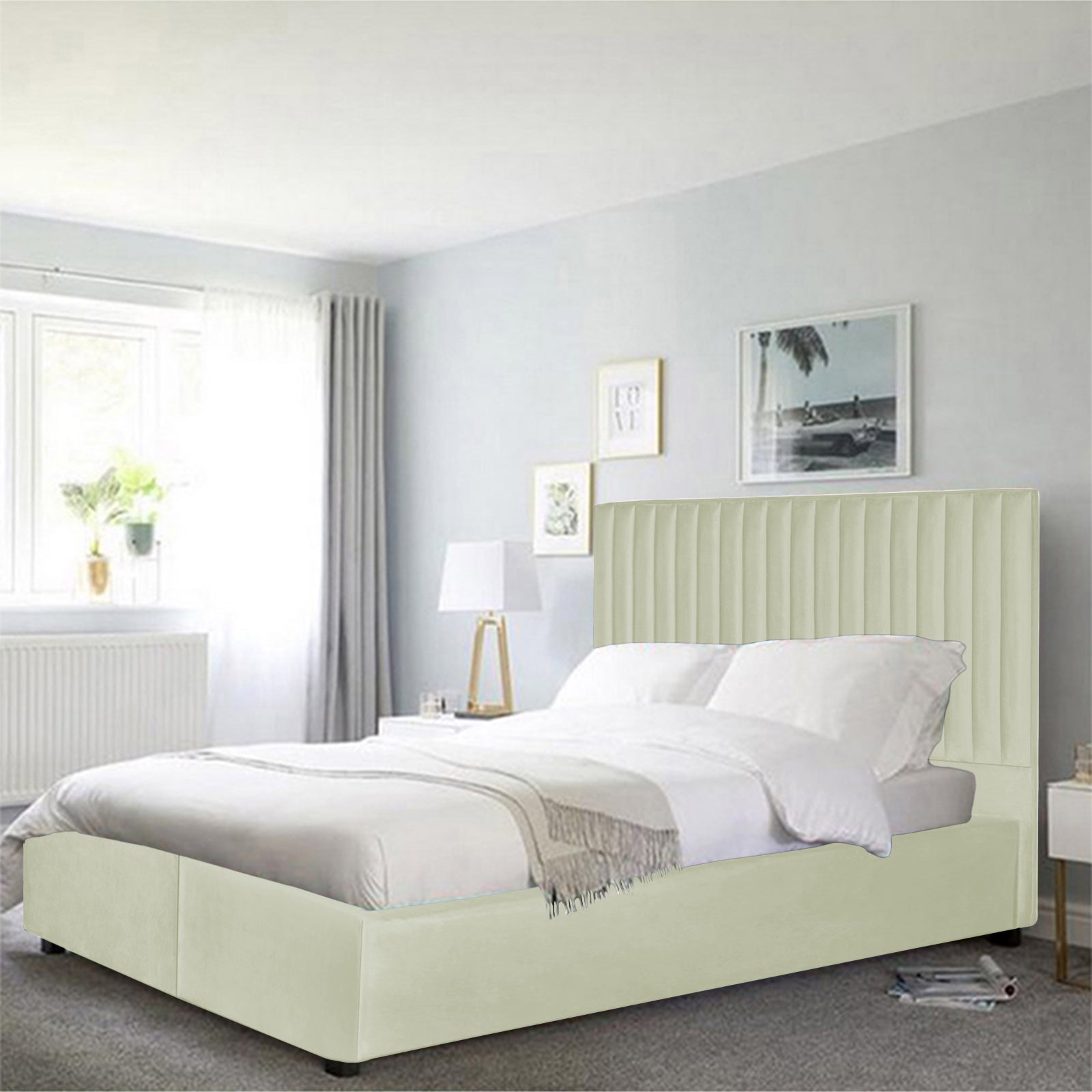 In House | Paris Bed Frame Velvet Ivory 200x160