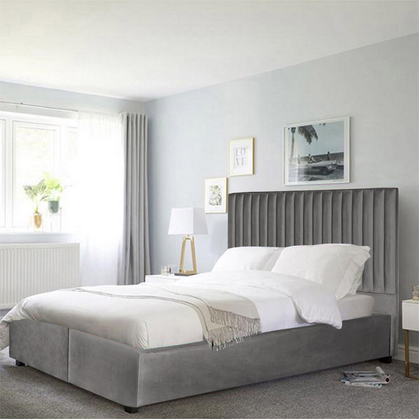 In House | Paris Bed Frame Velvet Grey 200x160