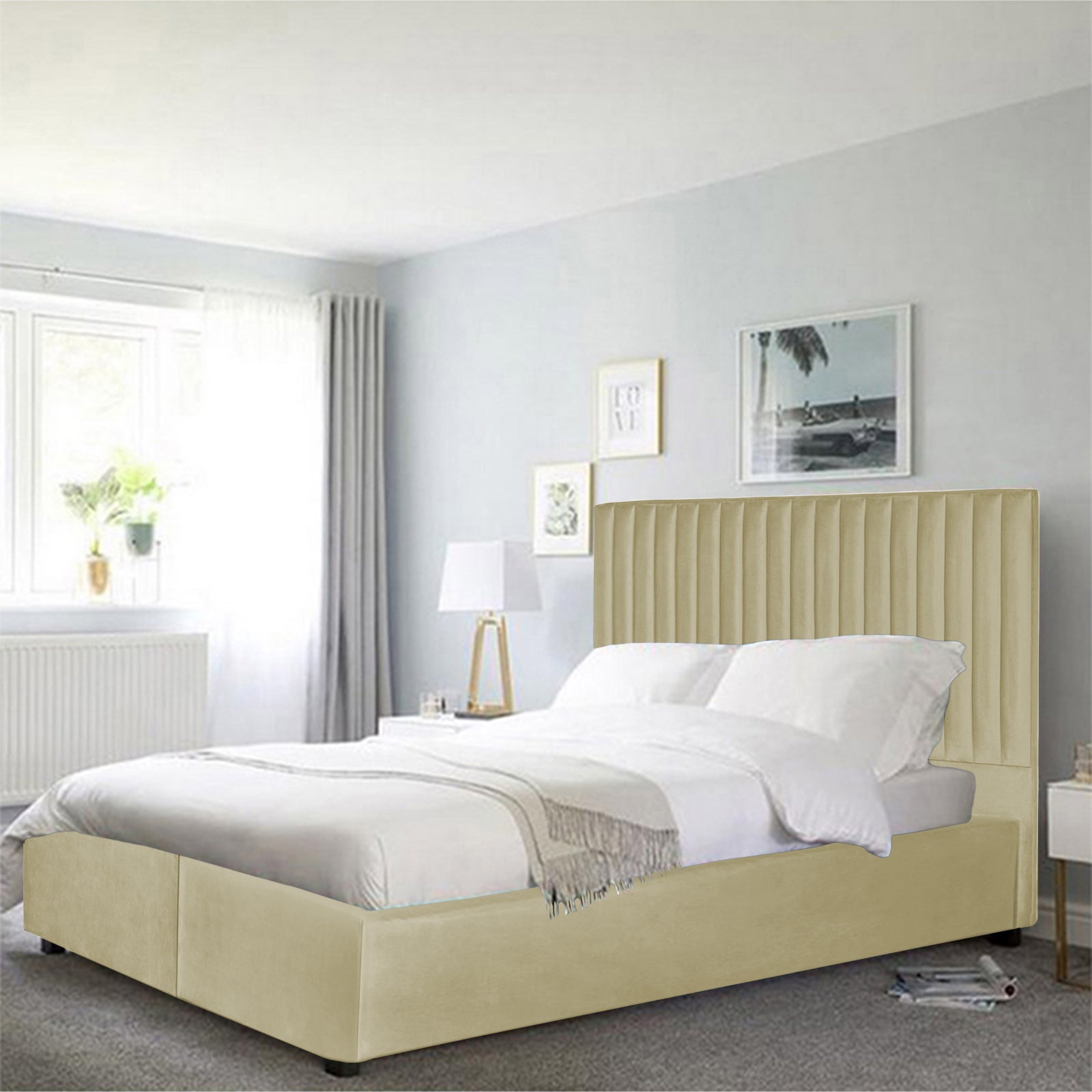 In House | Victoria Bed Frame Velvet Beige 200x140