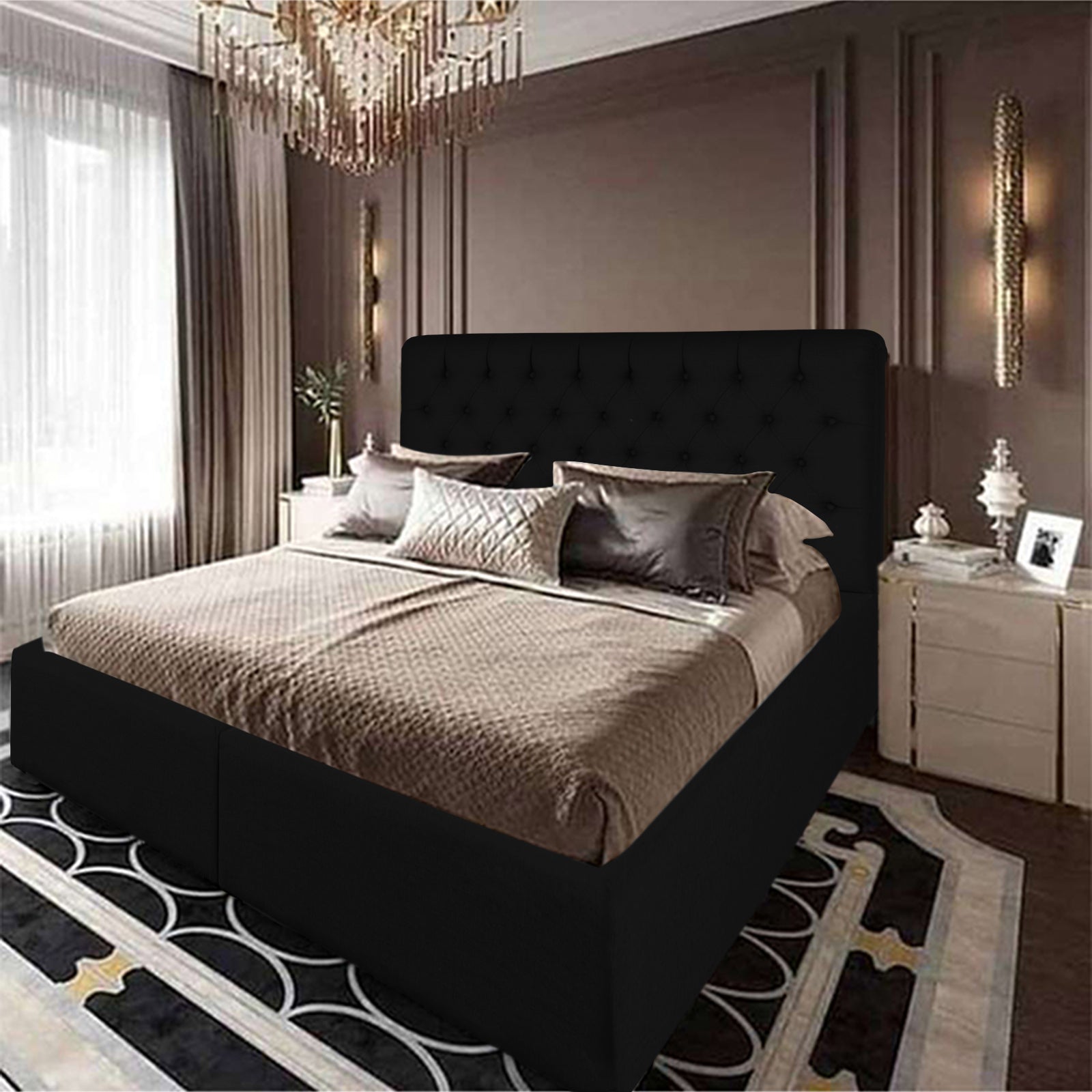 In House | Paris Bed Frame Velvet Black 200x180