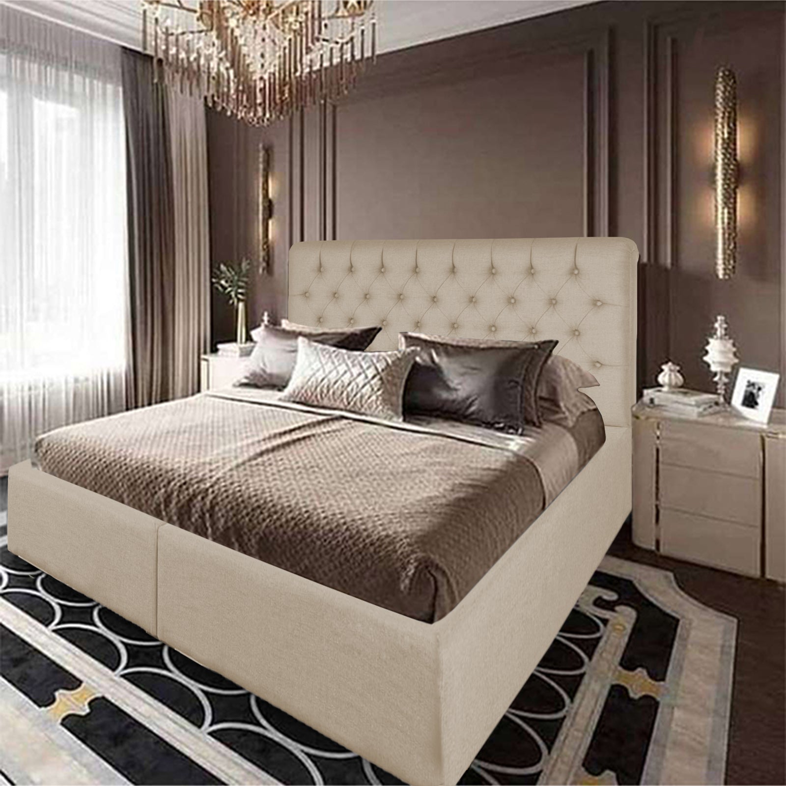 In House | Paris Bed Frame Velvet Light Beige 200x160