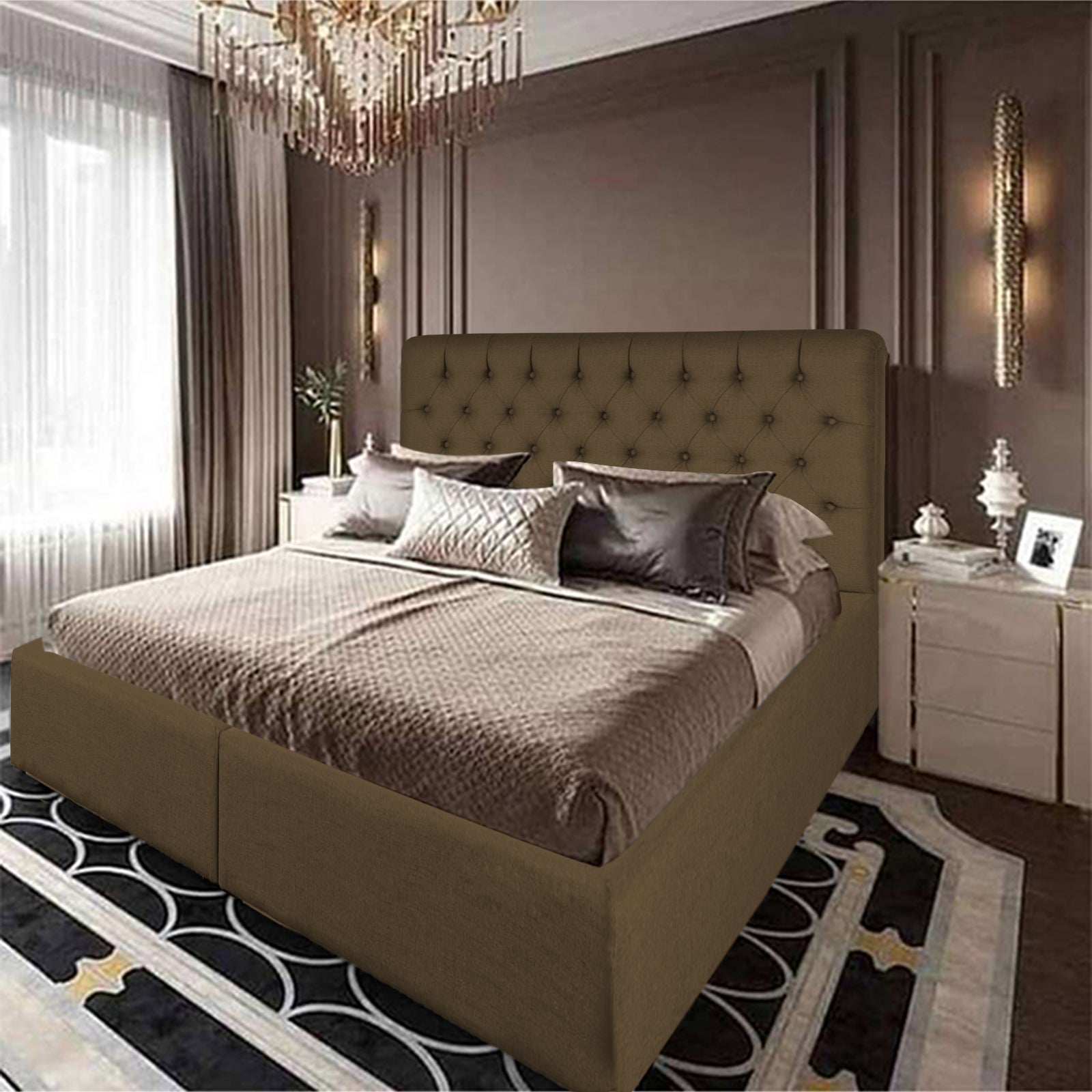 In House | Paris Bed Frame Velvet Brown 200x160