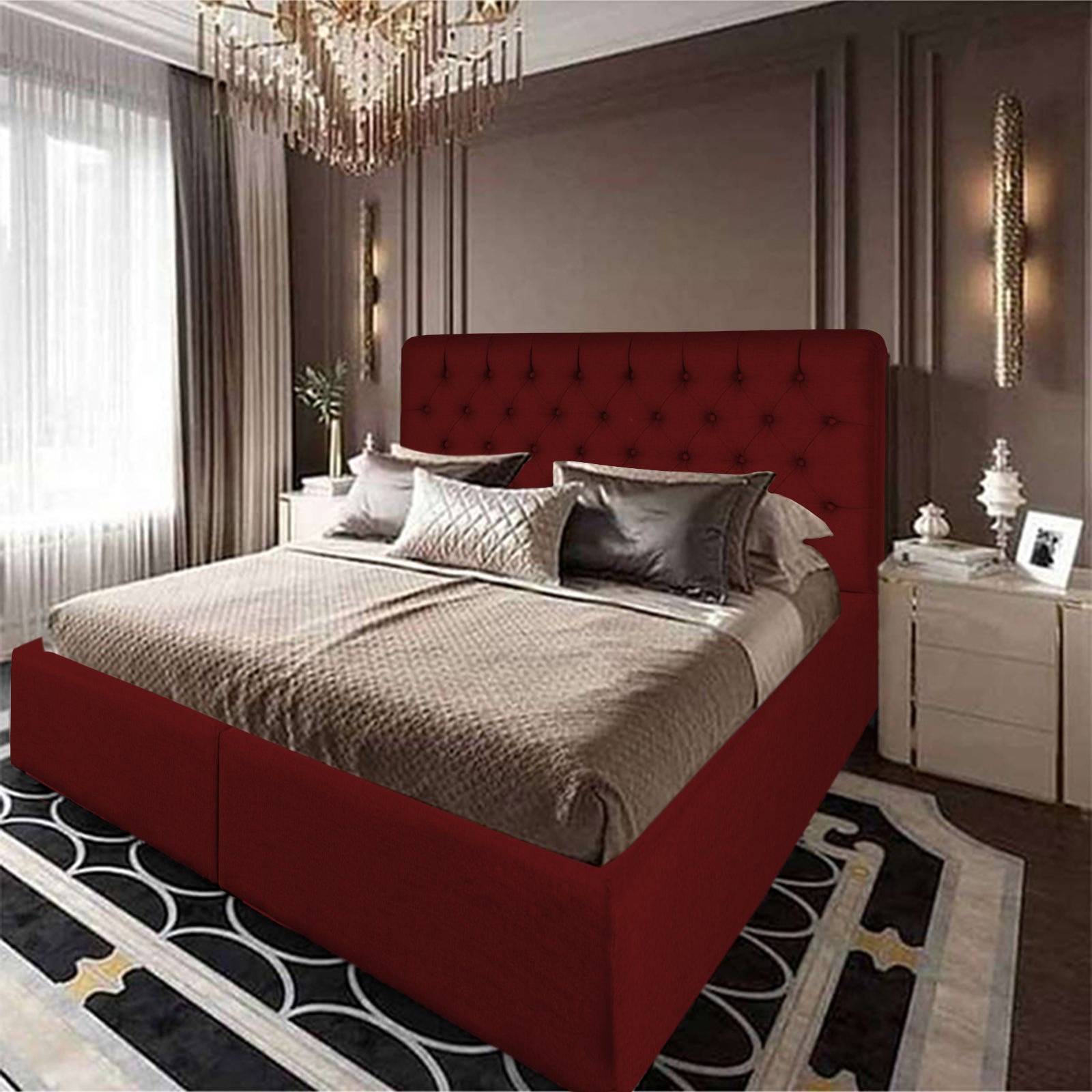 In House | Paris Bed Frame Velvet Burgundy 200x180