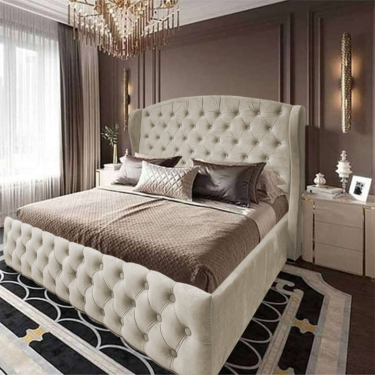In House | Palermo Bed Frame Velvet Ivory 200x150