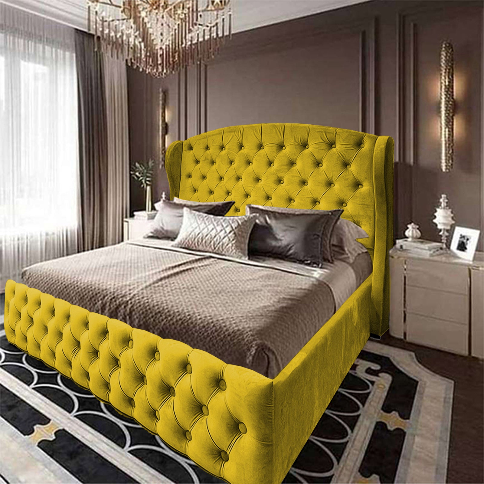 In House | Napoli Bed Frame Velvet Gold 200x100