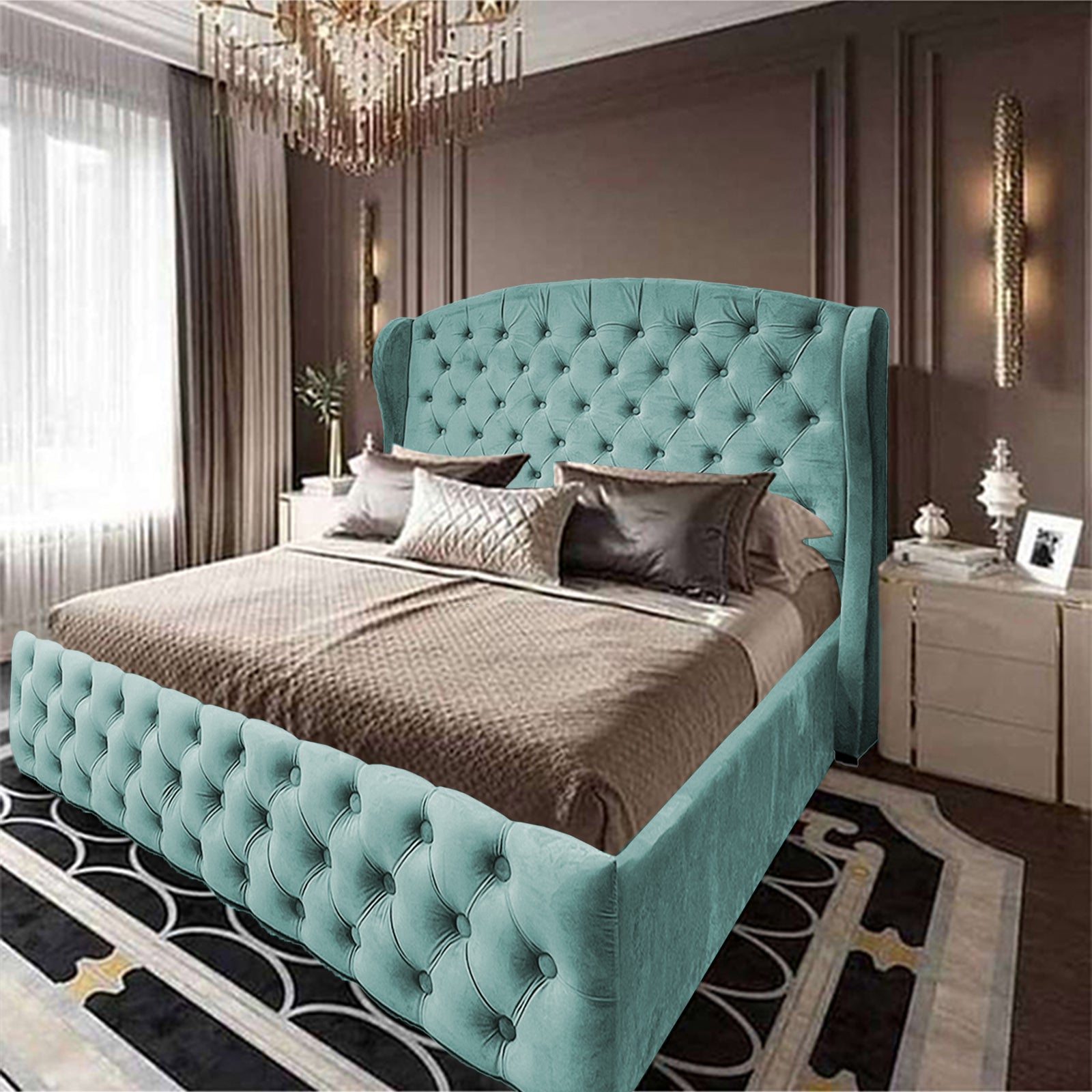 In House | Palermo Bed Frame Velvet Turquoise 200x160