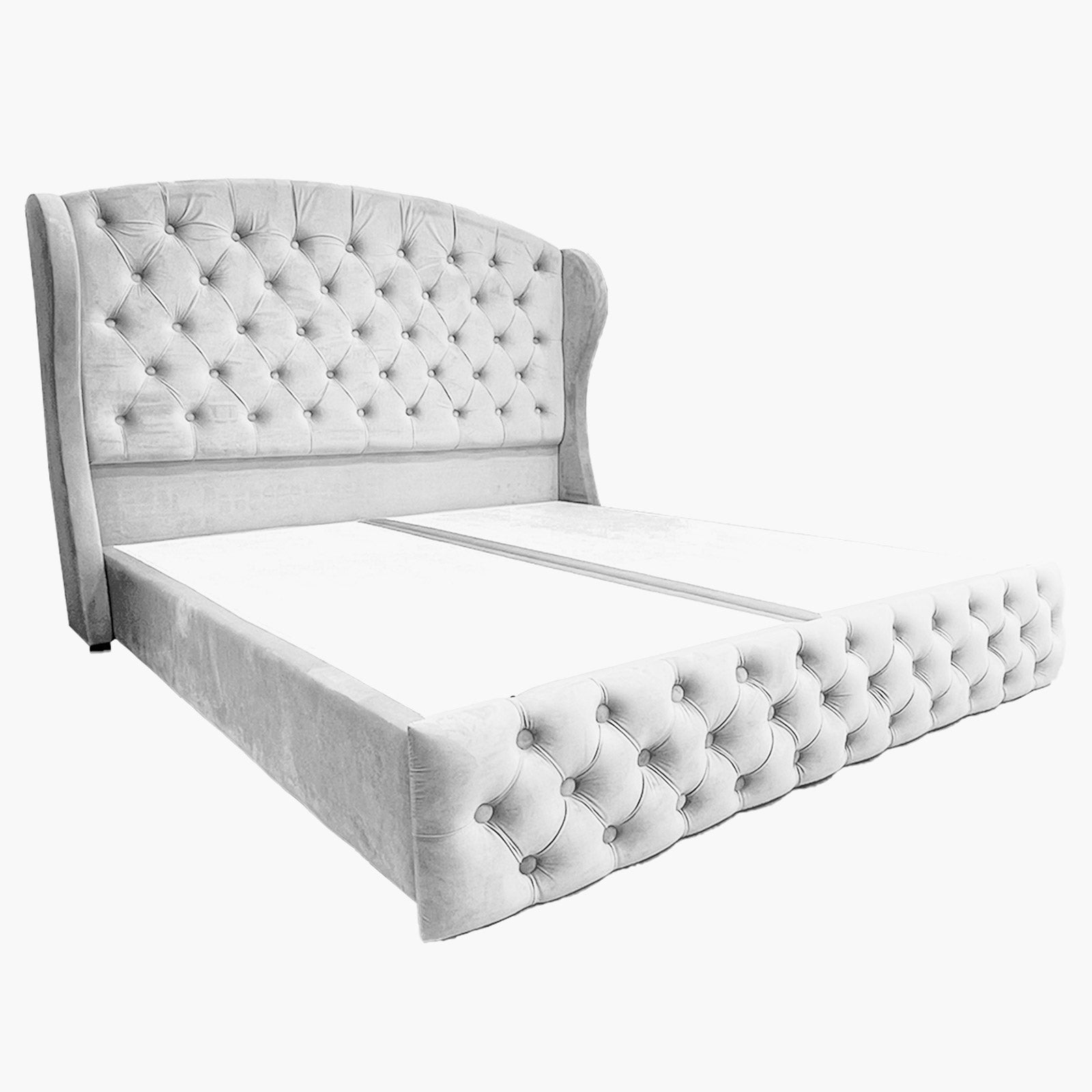 In House | Palermo Bed Frame Velvet White 200x160