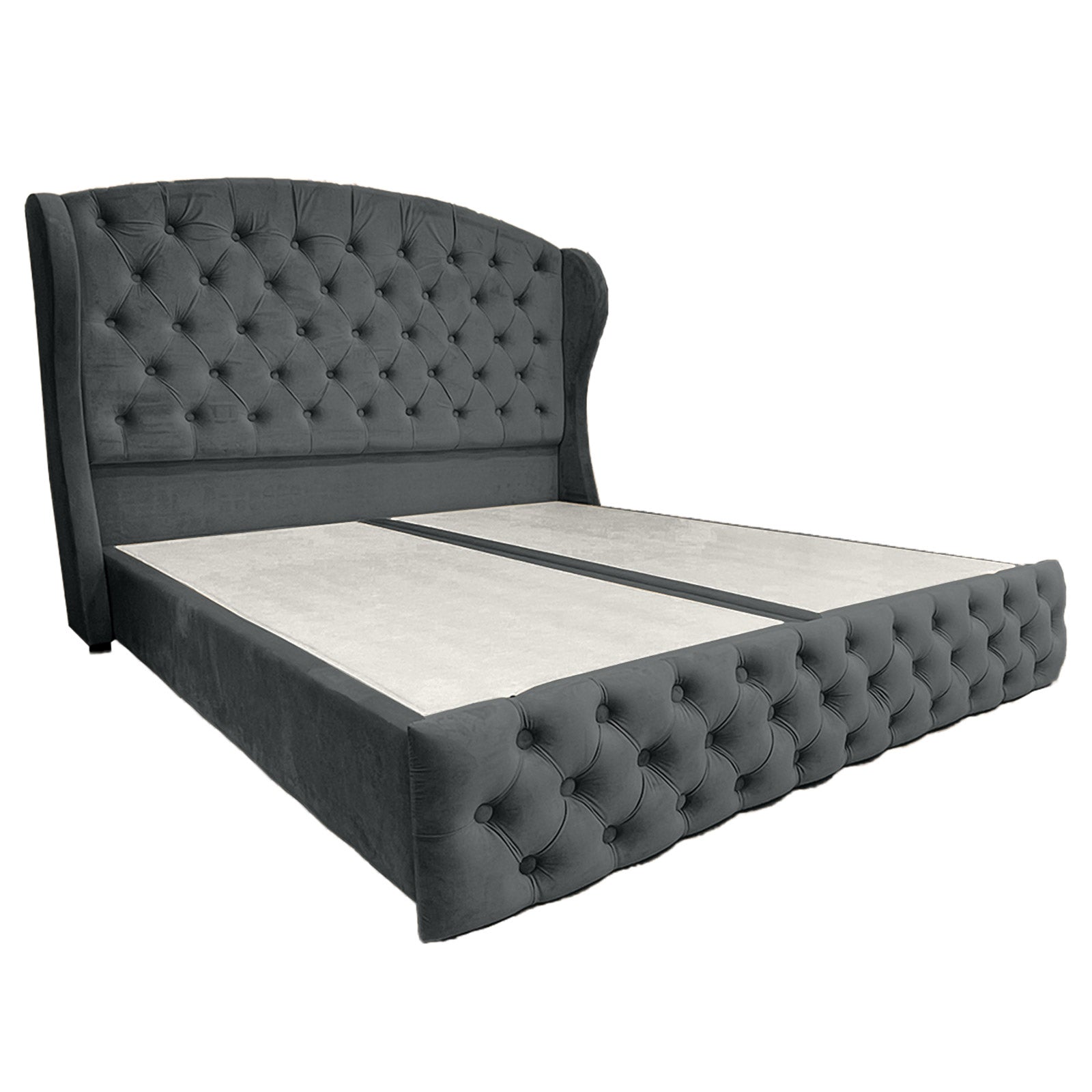 In House | Palermo Bed Frame Velvet Dark Grey 200x160