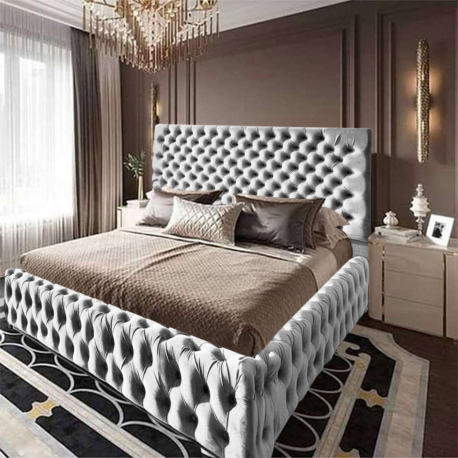In House | Roma Bed Frame Velvet White 200x160