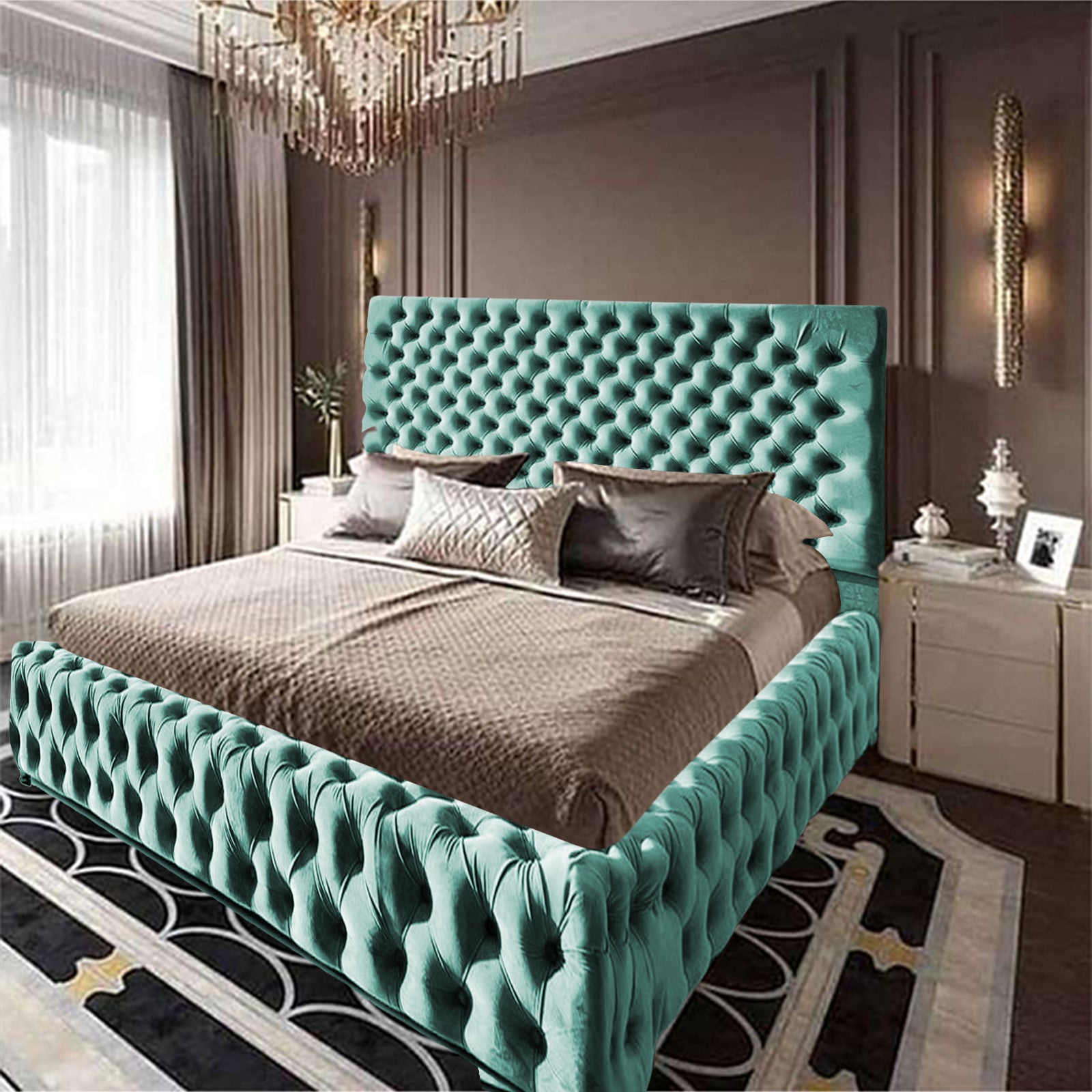 In House | Palermo Bed Frame Velvet Turquoise 200x90