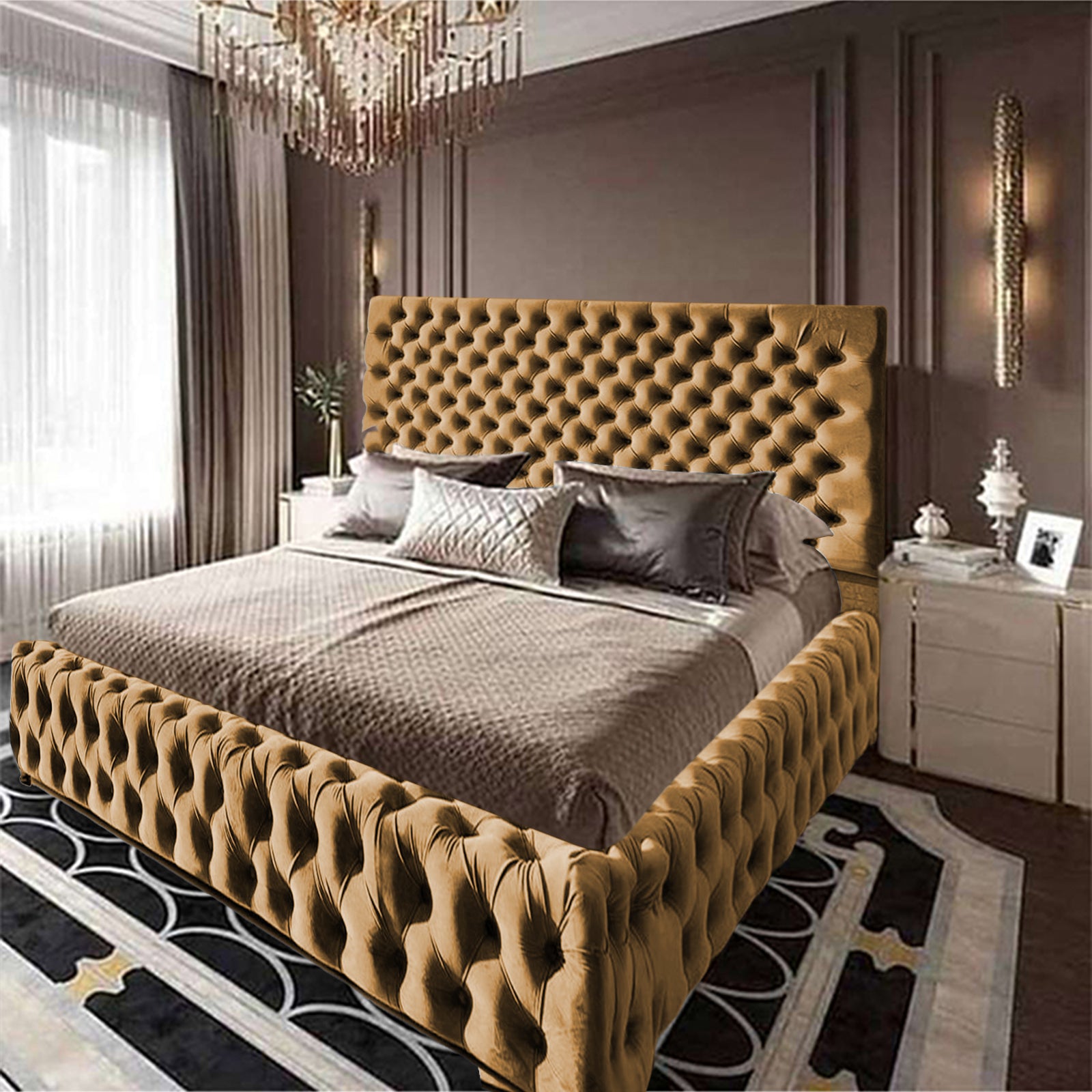 In House | Roma Bed Frame Velvet Beige 200x150