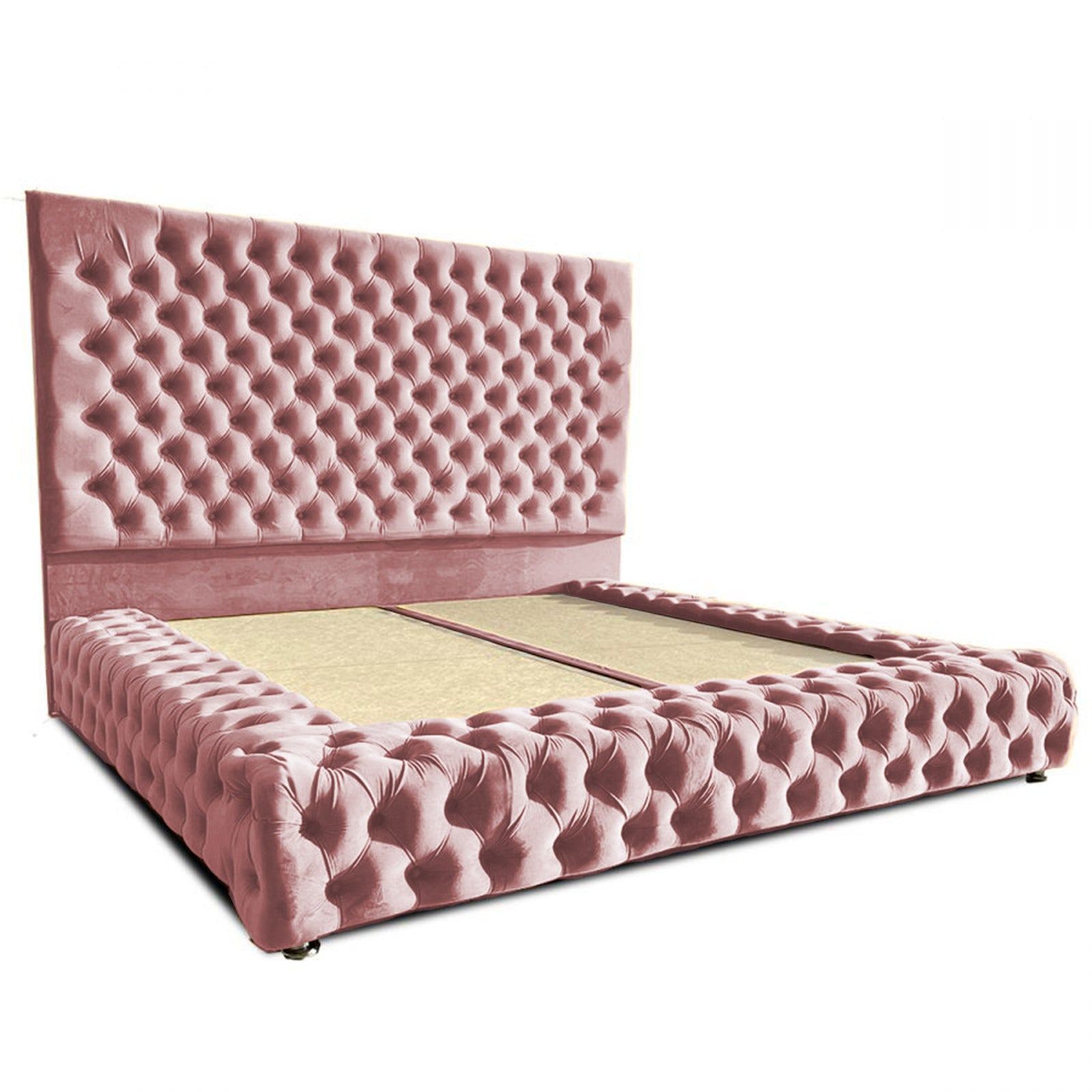 In House | Palermo Bed Frame Velvet Light Pink 200x100