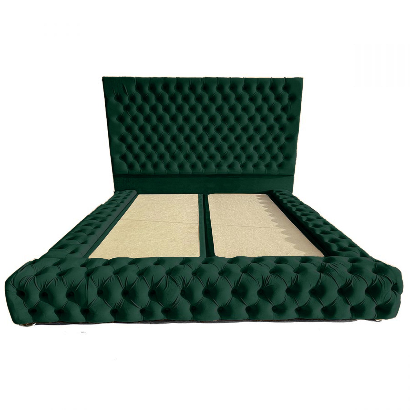 In House | Palermo Bed Frame Velvet Dark Green 200x90