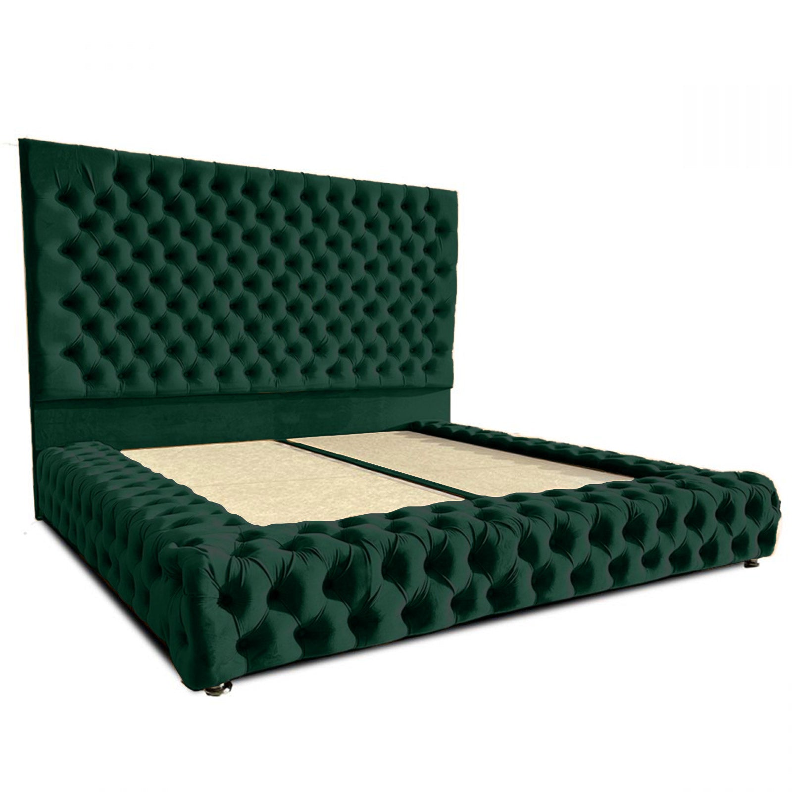 In House | Palermo Bed Frame Velvet Dark Green 200x90