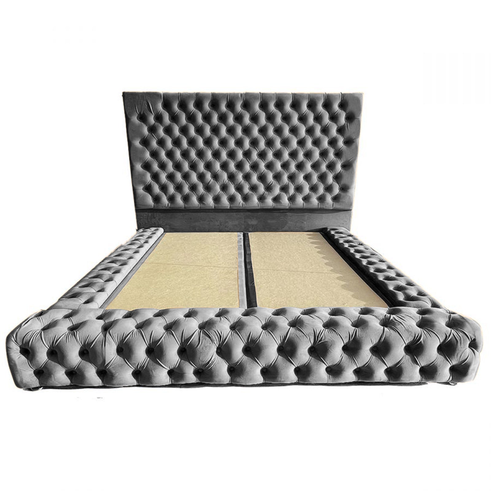 In House | Palermo Bed Frame Velvet Grey 200x100