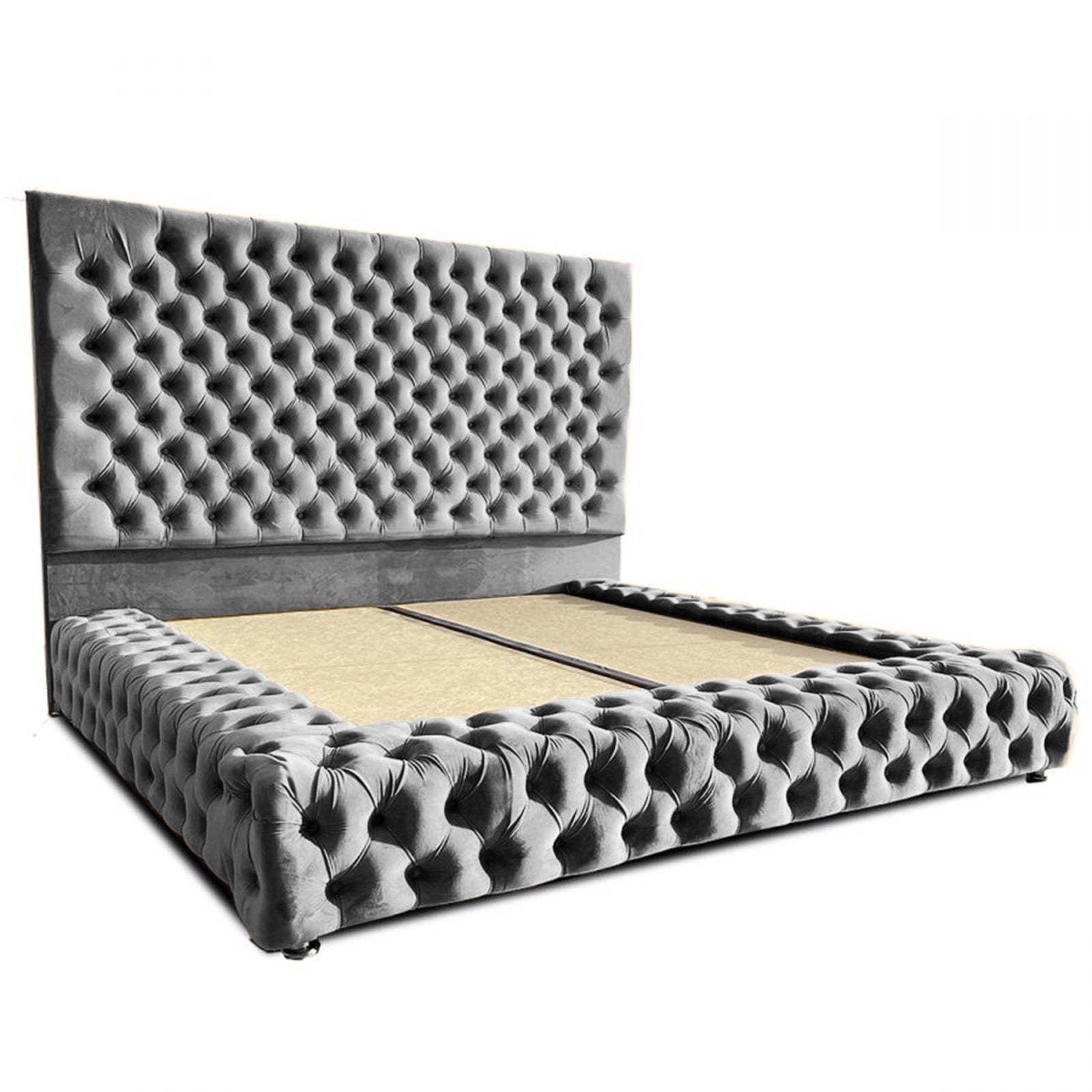 In House | Palermo Bed Frame Velvet Grey 200x90