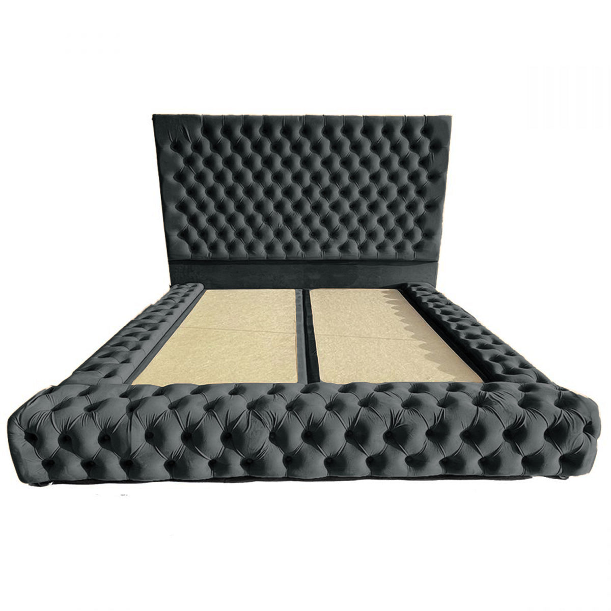 In House | Roma Bed Frame Velvet Dark Grey 200x160