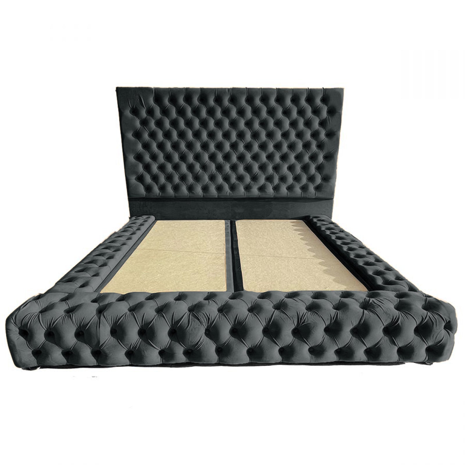 In House | Palermo Bed Frame Velvet Dark Grey 200x100