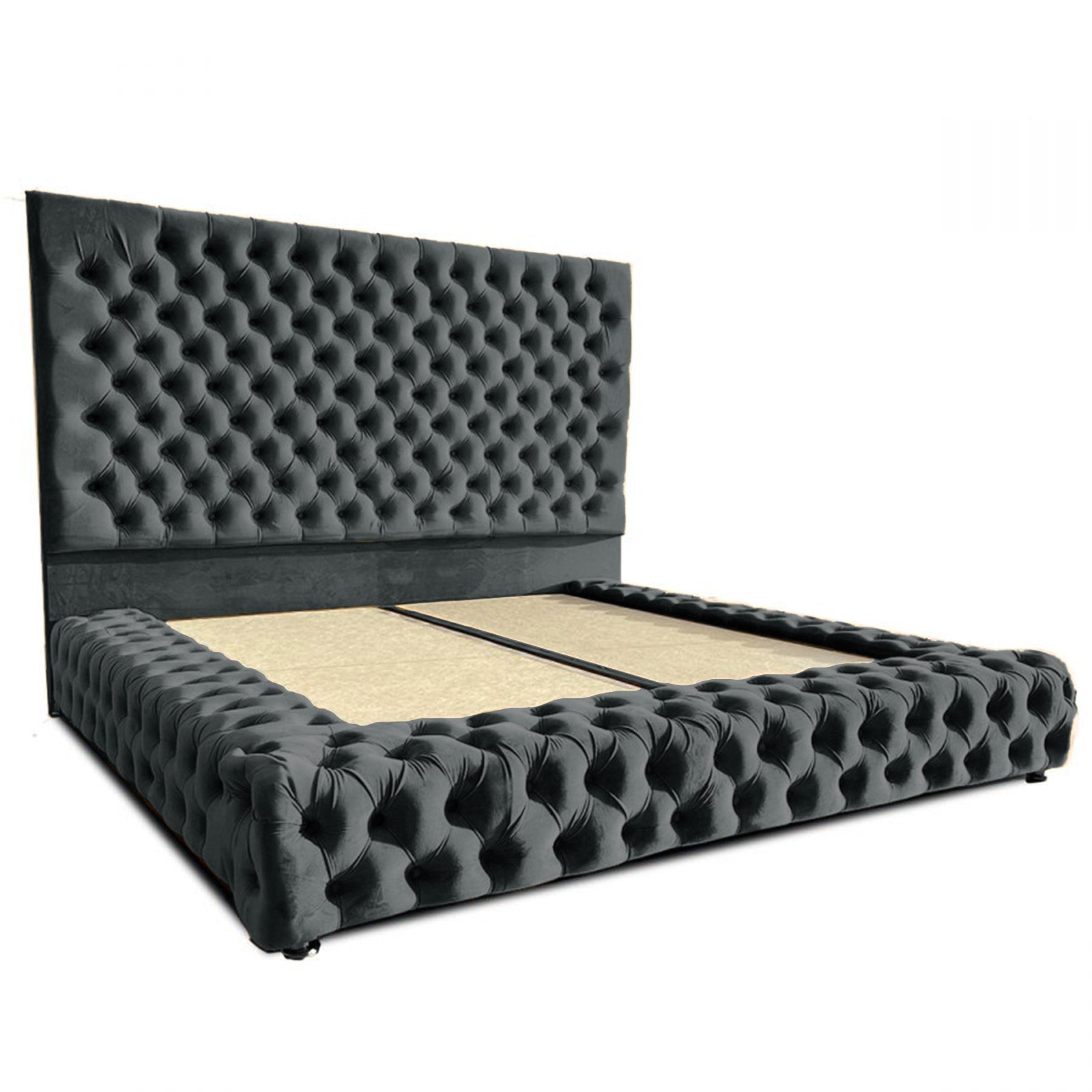 In House | Palermo Bed Frame Velvet Dark Grey 200x90