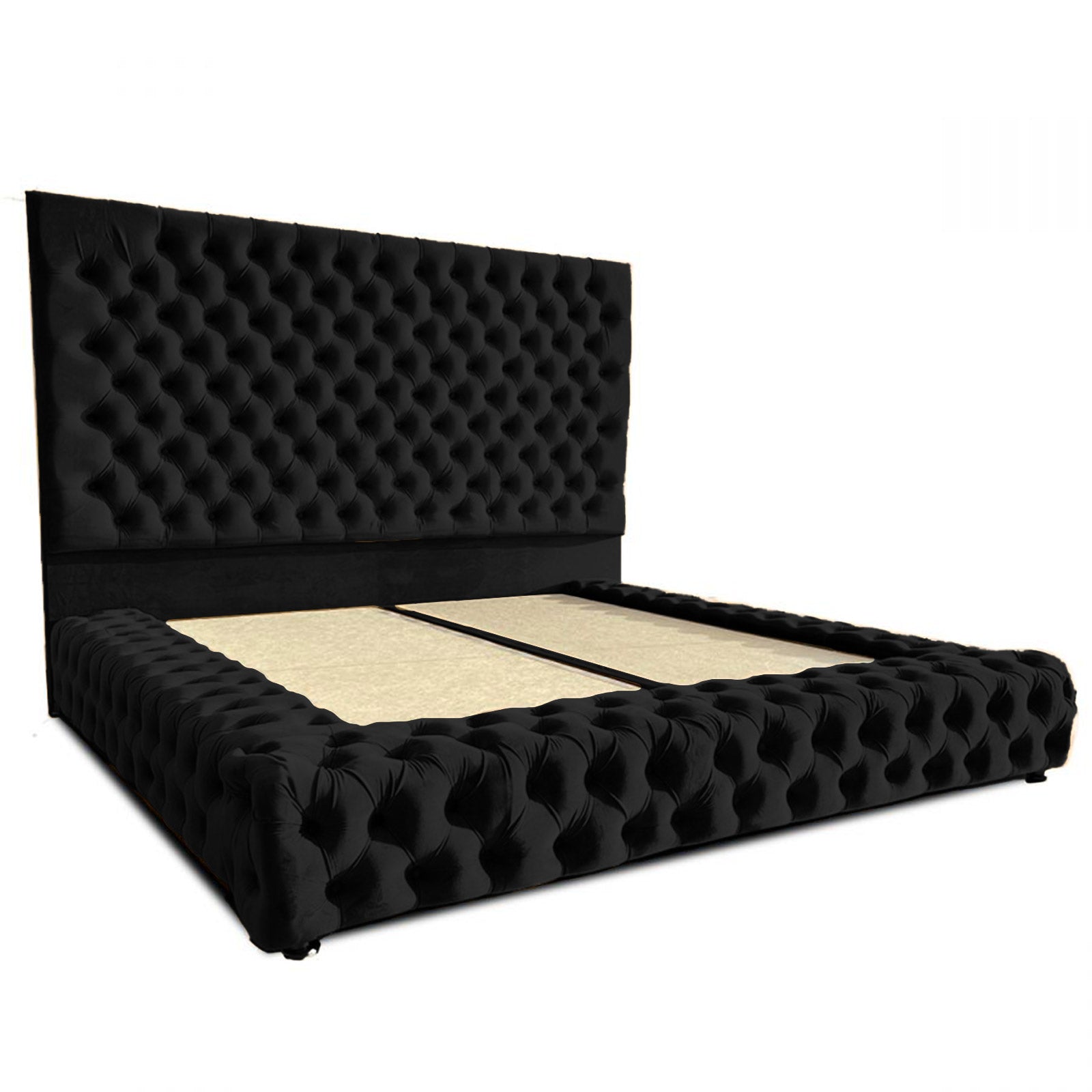 In House | Palermo Bed Frame Velvet Black 200x90