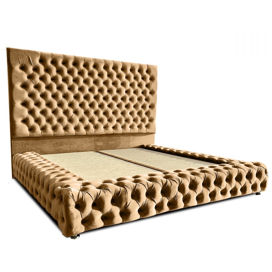 In House | Palermo Bed Frame Velvet Beige 200x90